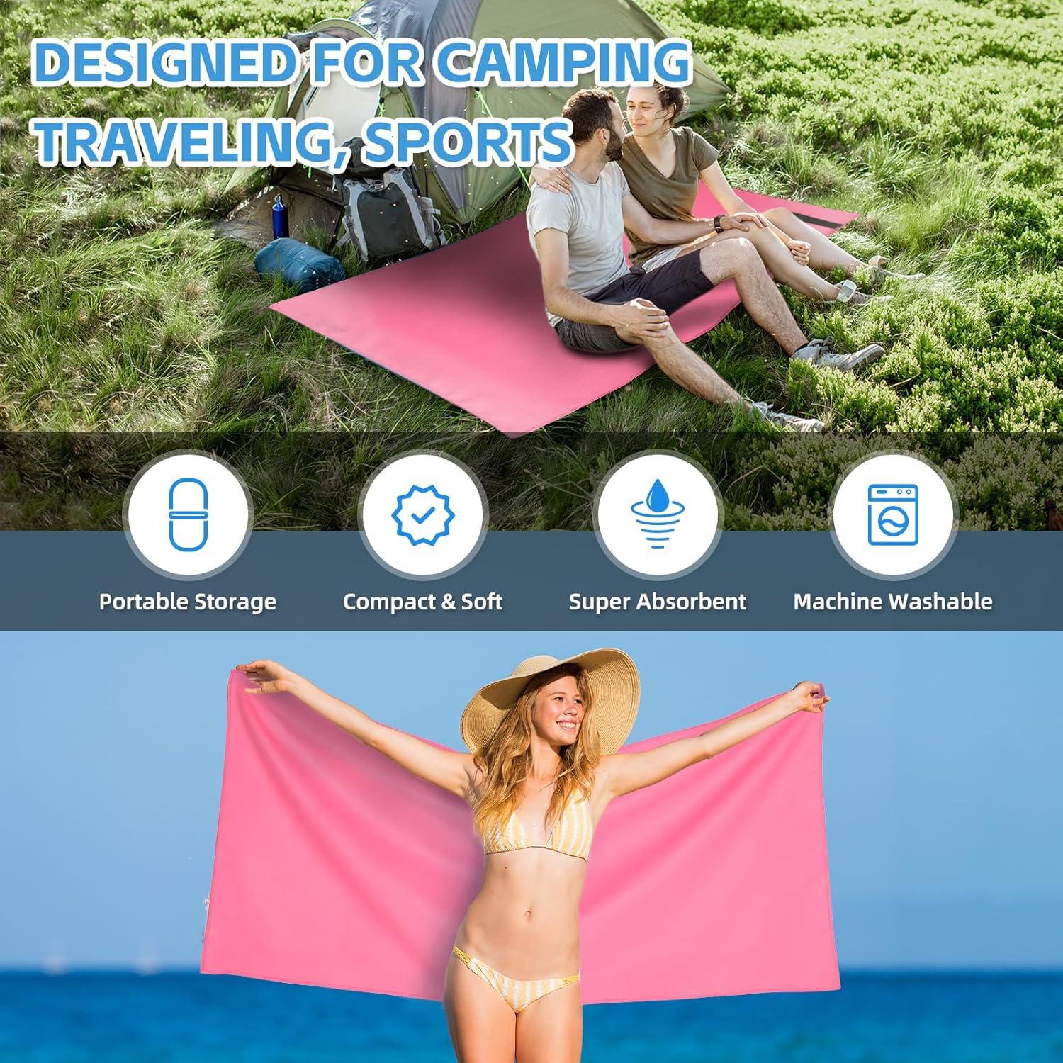 Juego de Toallas de Camping NUOYEE 4 Piezas Microfibra Secado Rápido