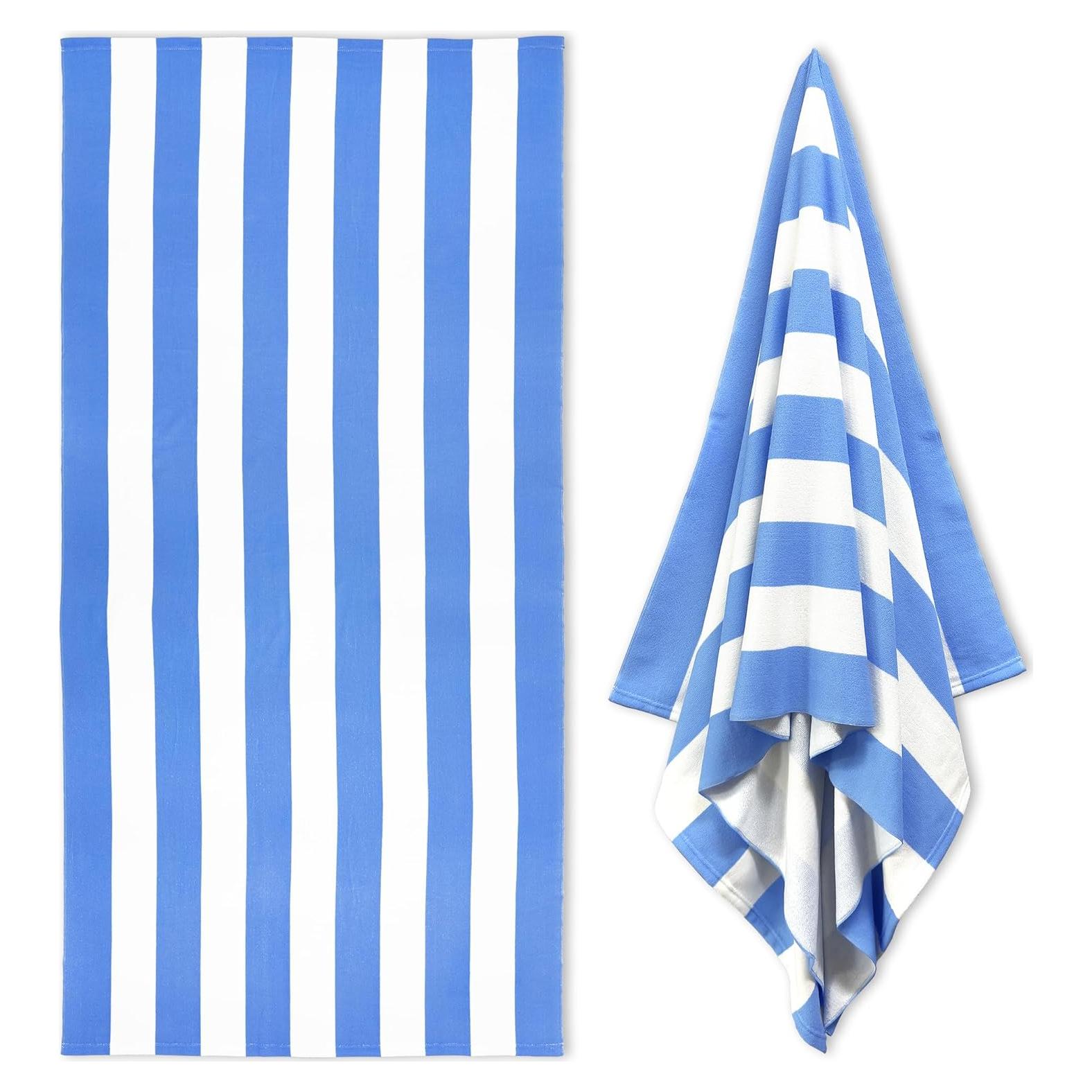 Toalla de Playa HENBAY Grande Microfibra 90x180 cm Rayas Azules