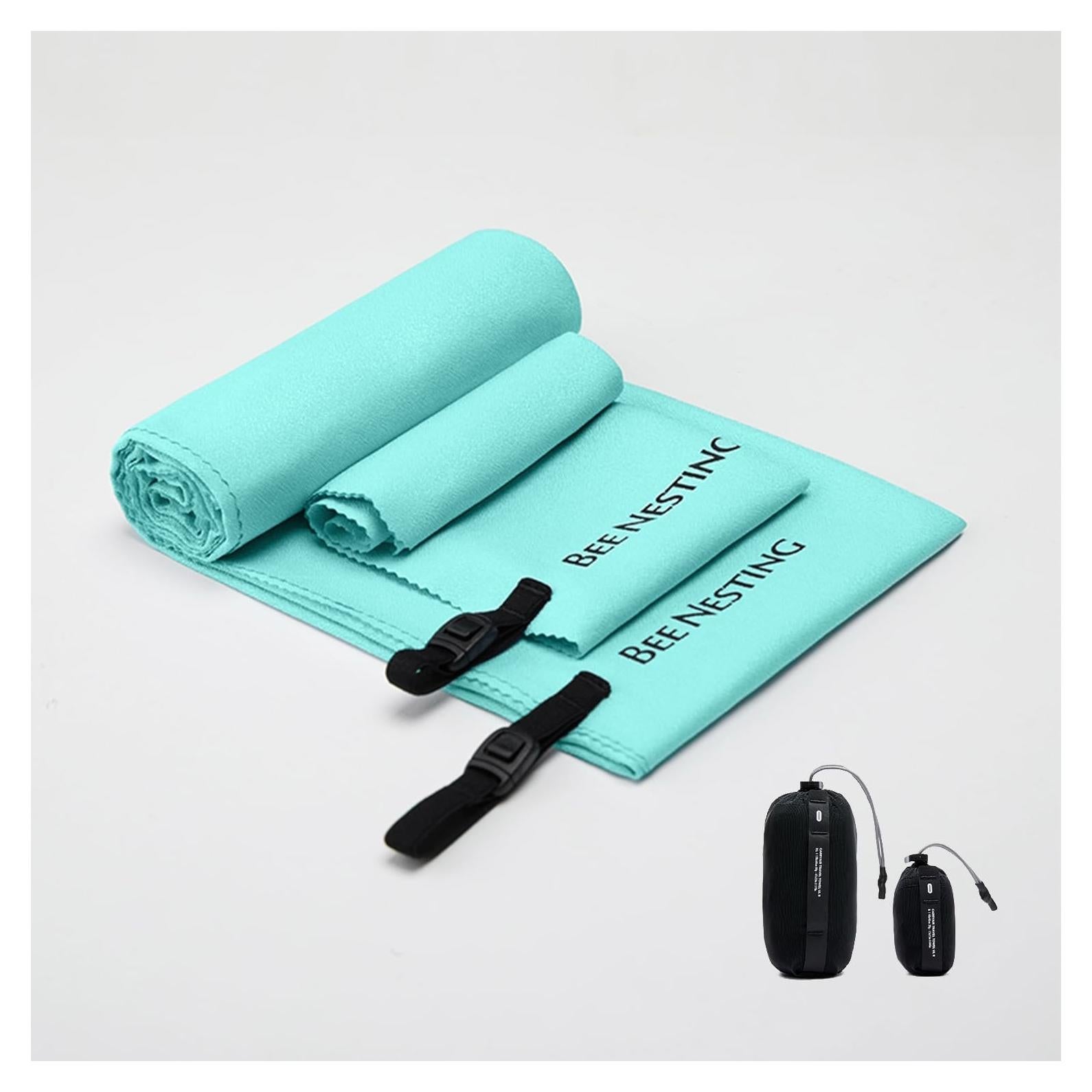 Toallas Rápido Secado Bee Nesting XL y S Microfibra Verde Menta