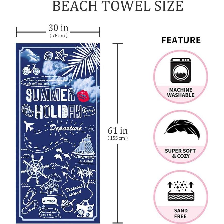 Toalla de Playa Microfibra Auxory 152x76 cm Secado Rápido