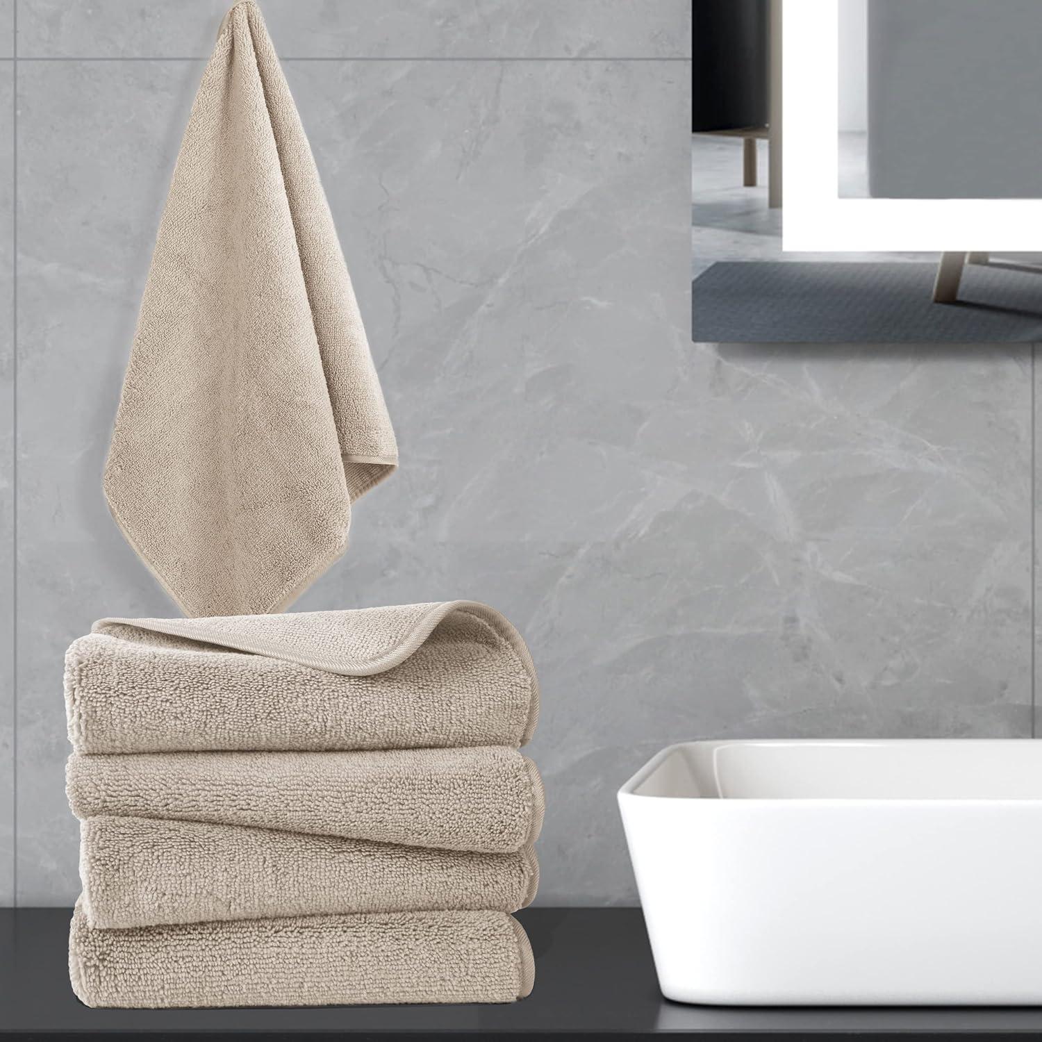 Toalla de Mano Microfibra POLYTE Beige 40x76 cm Set 4 Unidades