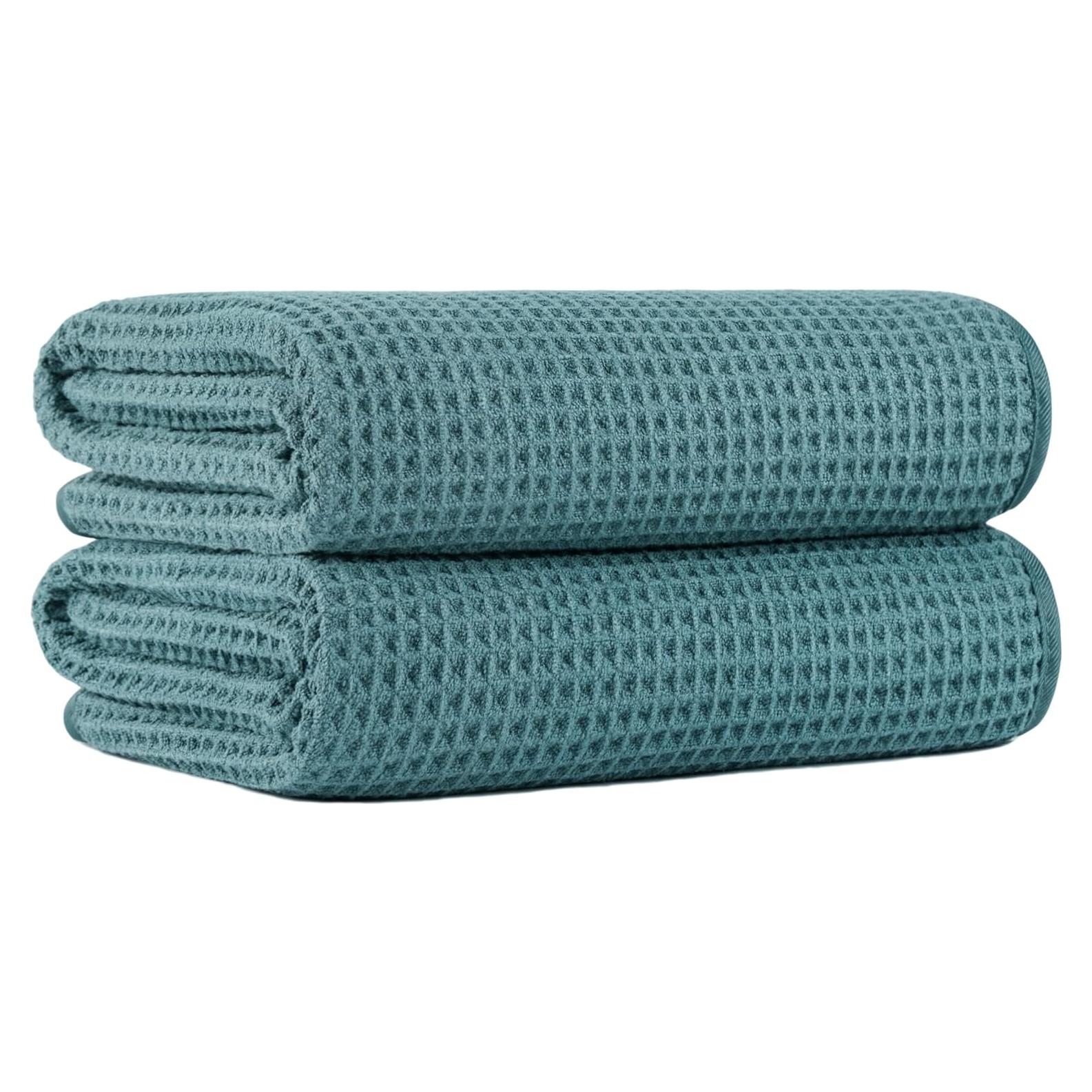 Toallas de Baño Microfibra Waffle Verde 2 Piezas 76x152 cm