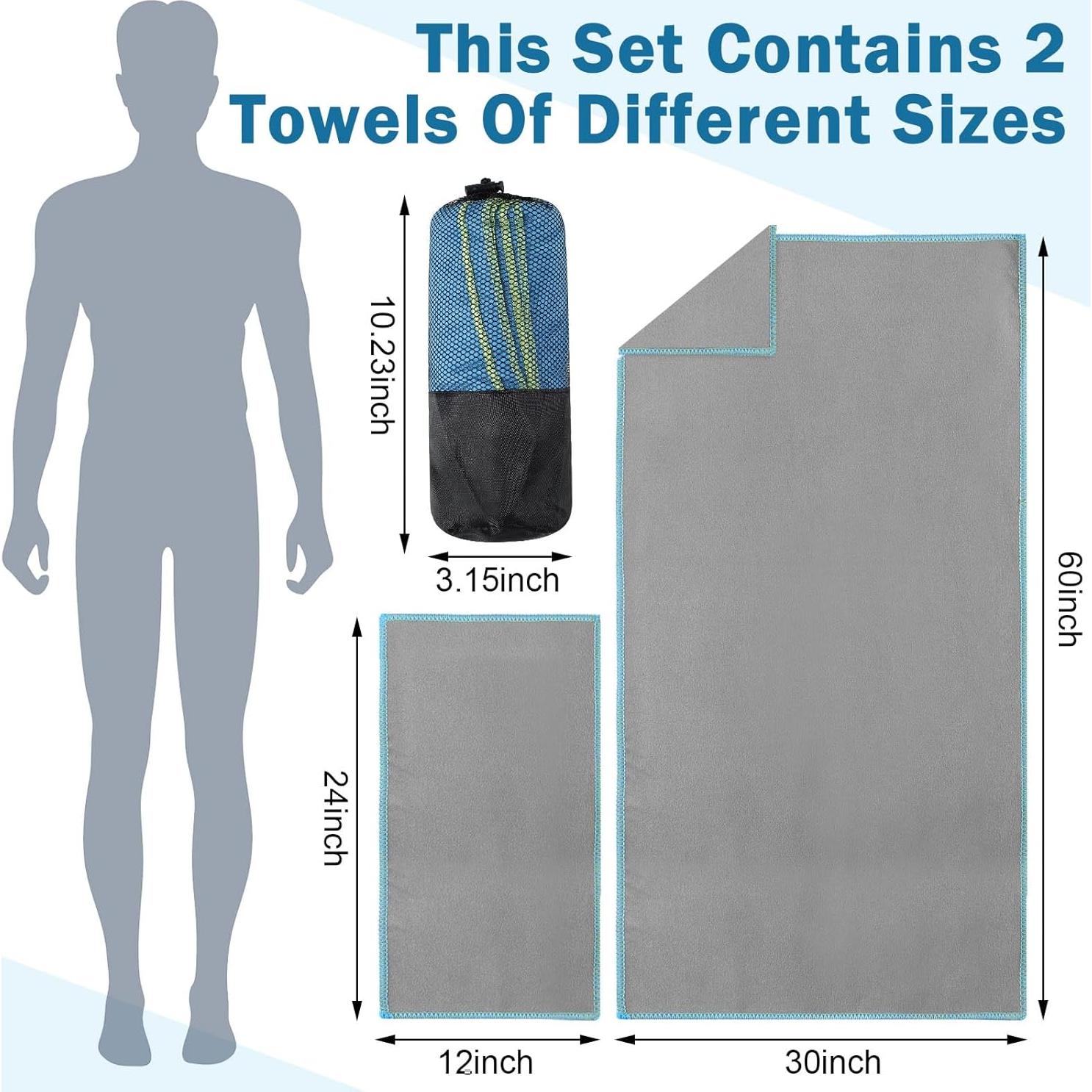 Oudain Toallas de Secado Rápido Microfibra 8 Piezas 2 Tamaños