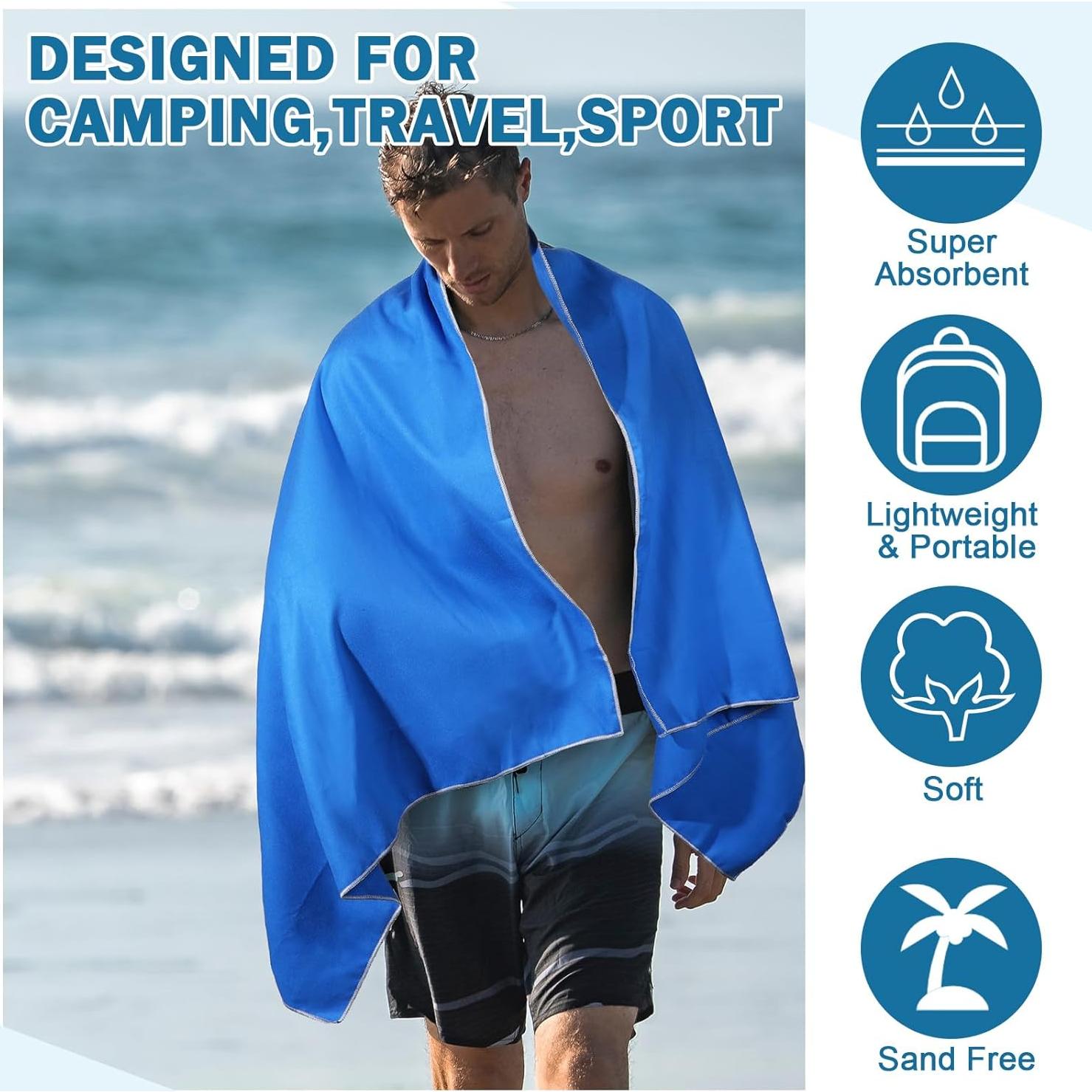 Oudain Toallas de Secado Rápido Microfibra 8 Piezas 2 Tamaños