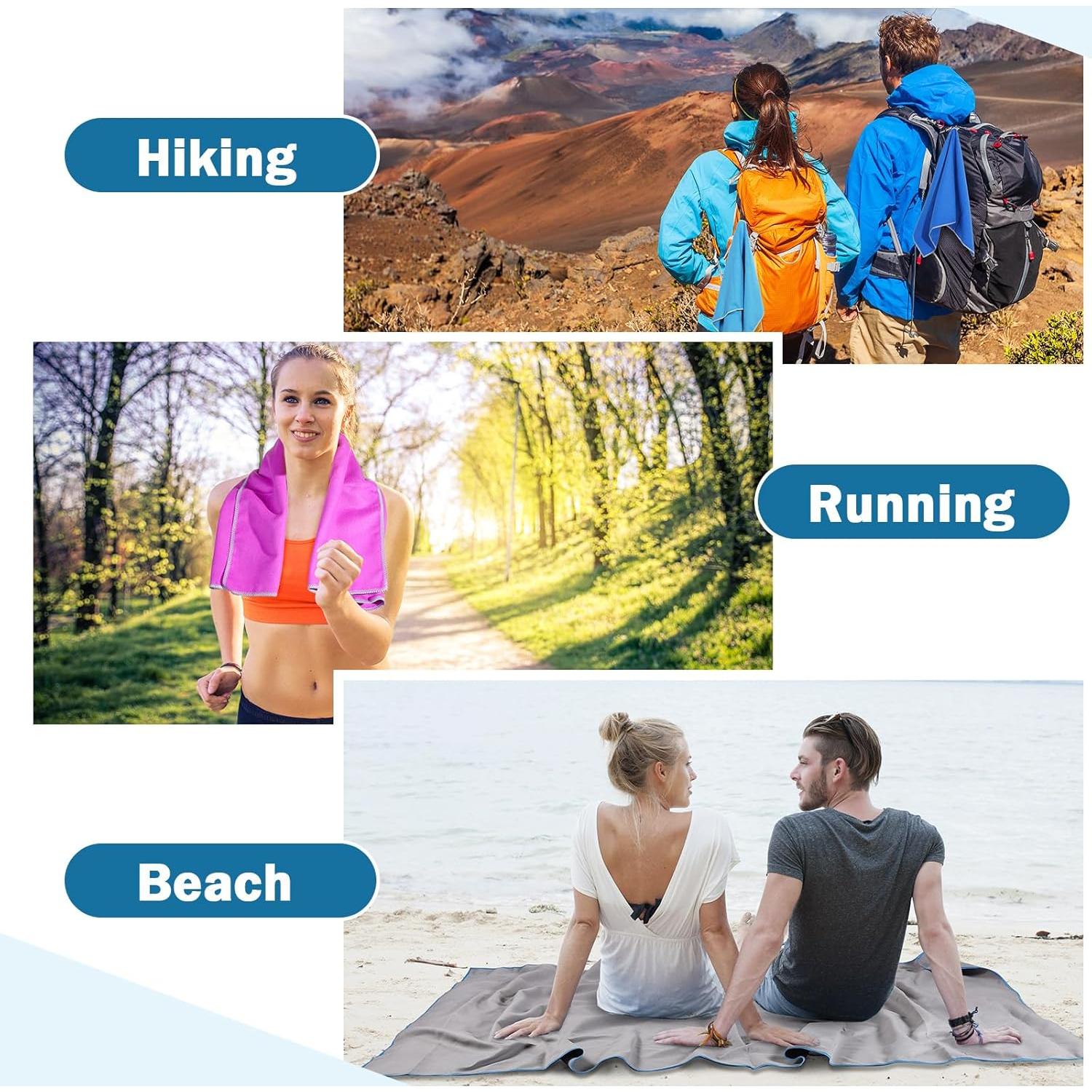 Oudain Toallas de Secado Rápido Microfibra 8 Piezas 2 Tamaños