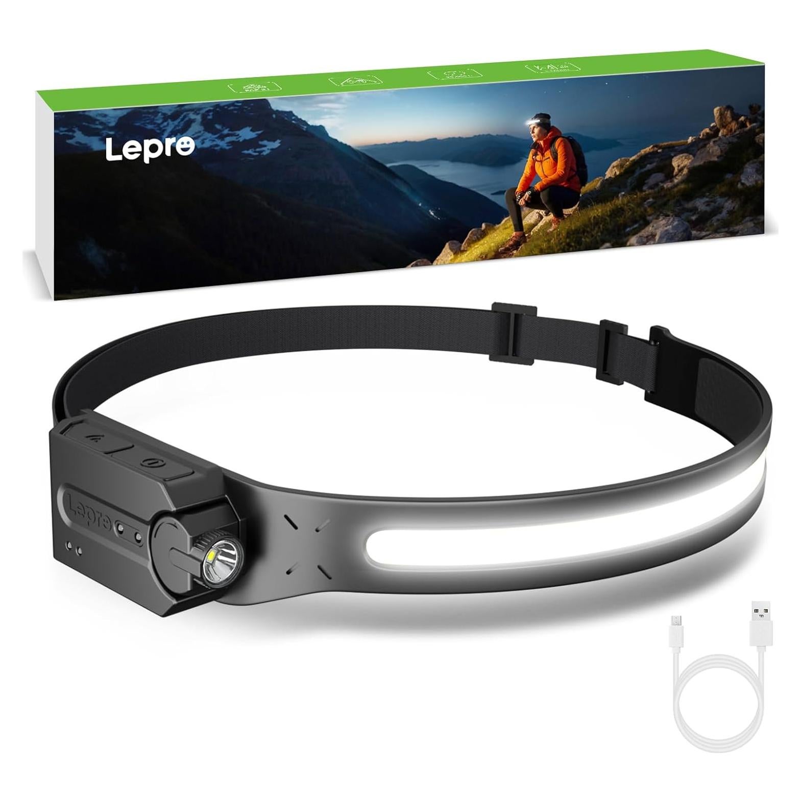 Linterna Frontal Lepro LED 350 Lúmenes Recargable Impermeable