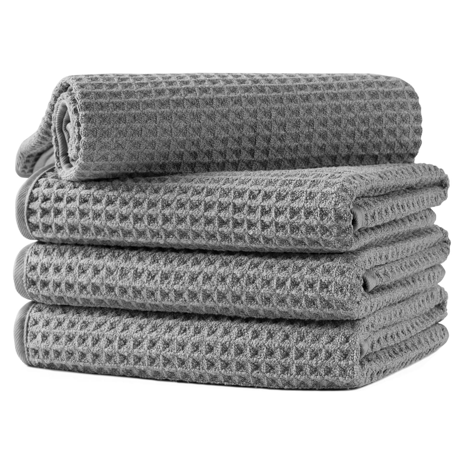 Toallas de Mano de Microfibra MICROFI, 4 Piezas, Gris, Absorbentes