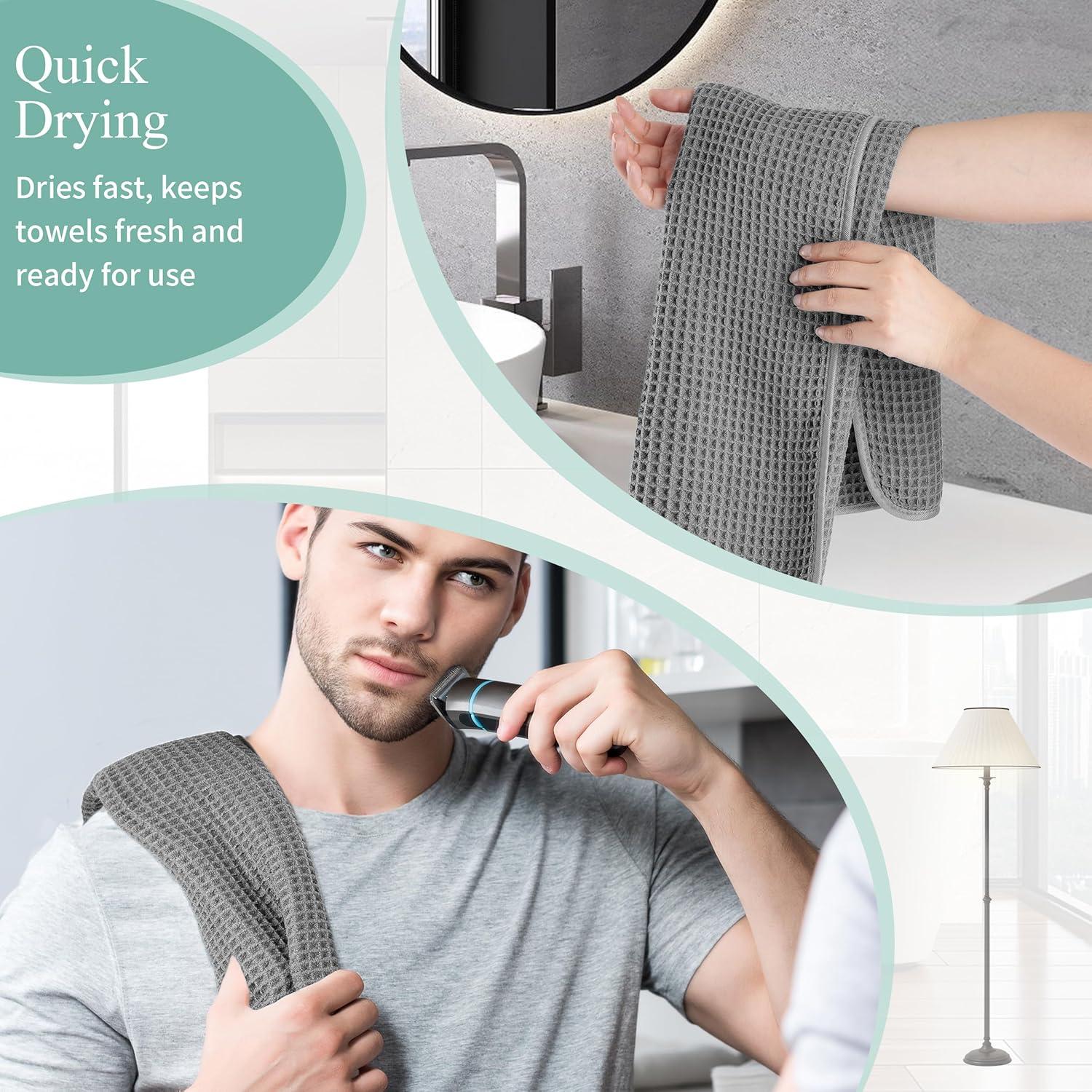 Toallas de Mano de Microfibra MICROFI, 4 Piezas, Gris, Absorbentes