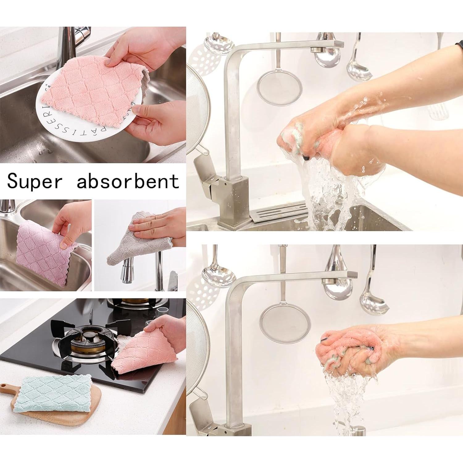 Paquete de 24 Paños de Cocina MISSJOJIAY Microfibra Absorbente