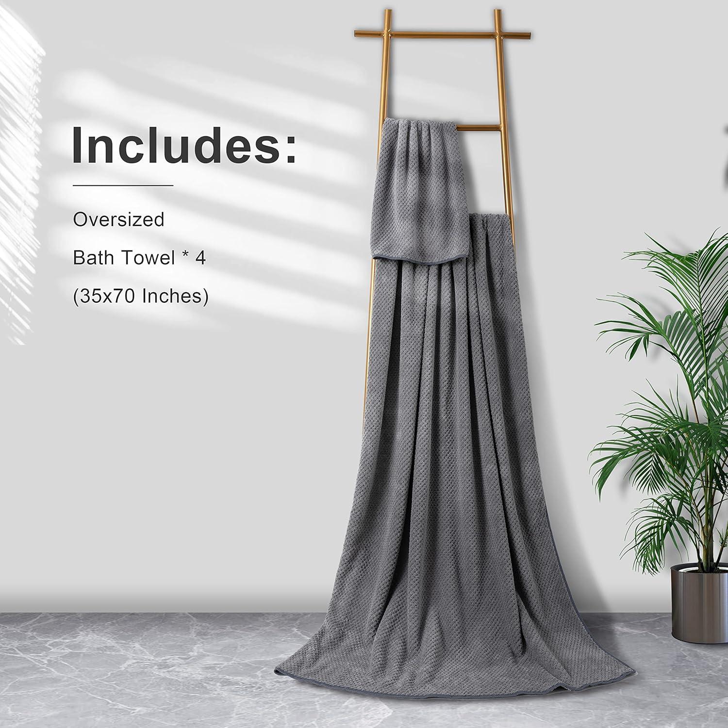 Juego de Toallas de Baño Extra Grande 89x178 cm Smuge - 4 Piezas Microfibra Alta Absorción