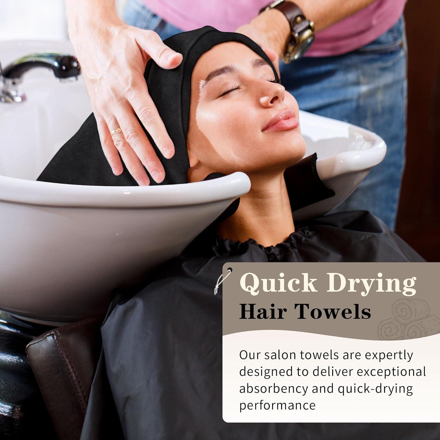 Toallas de salón FIXSMITH 24 Pack Microfibra Negra 40x68 cm