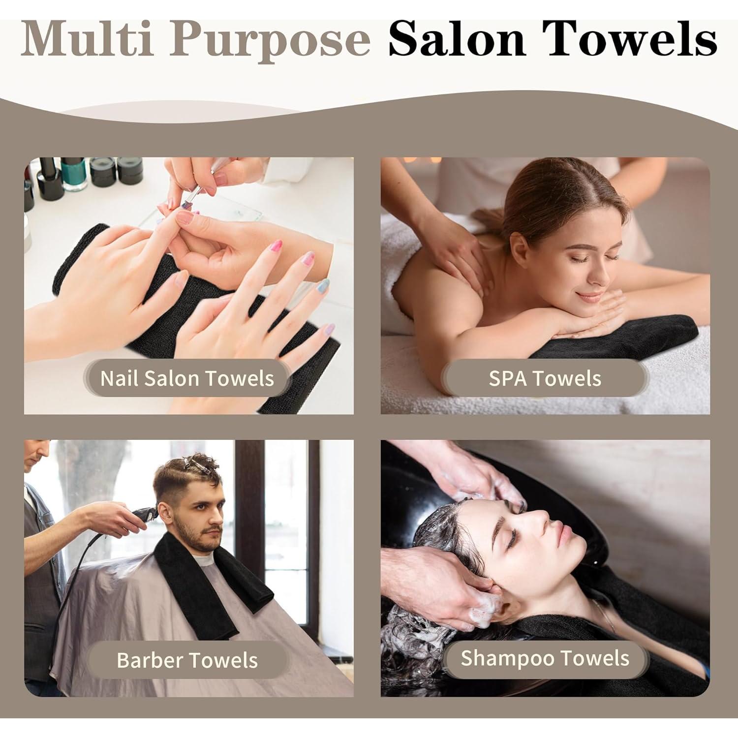 Toallas de salón FIXSMITH 24 Pack Microfibra Negra 40x68 cm