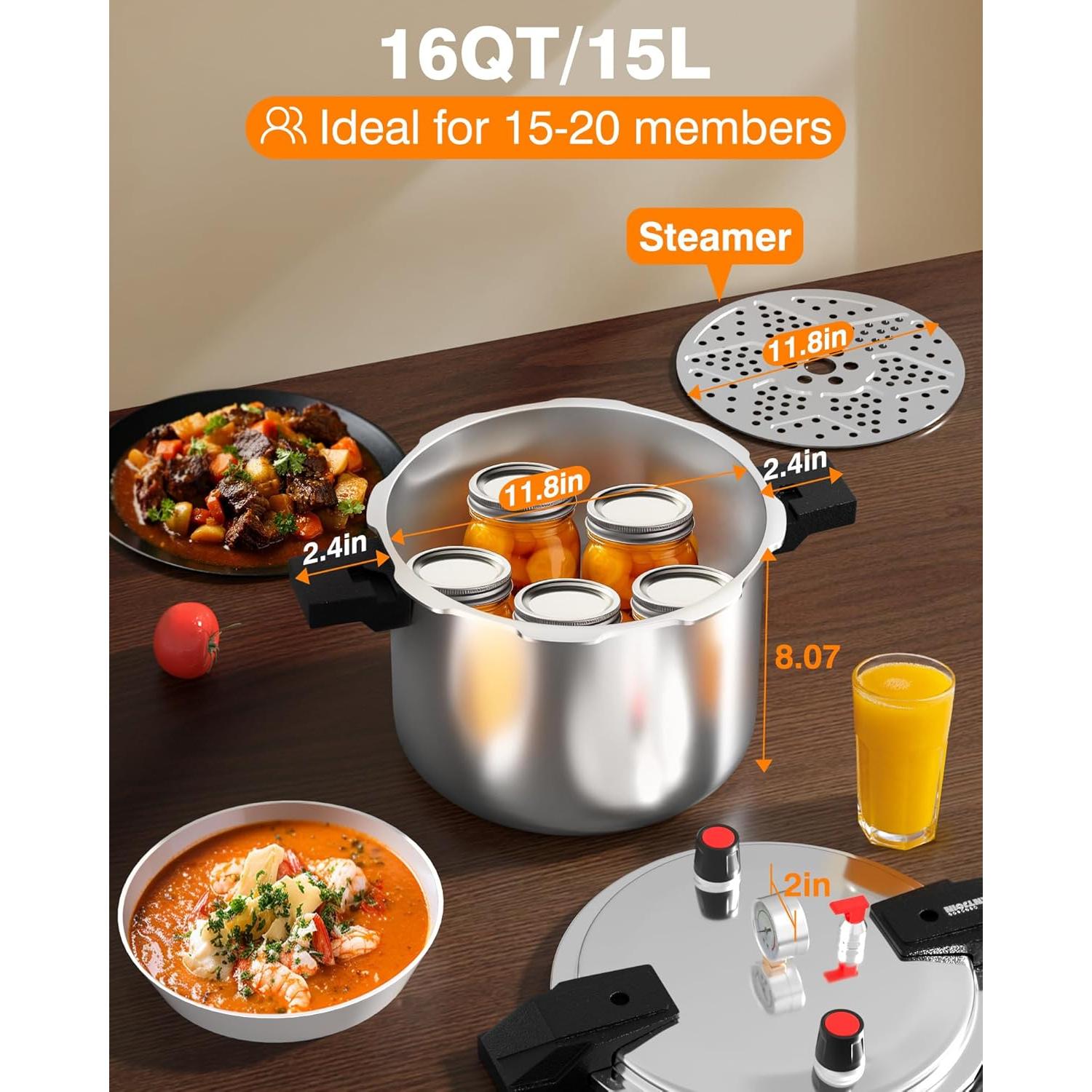 Olla a Presión Wantjoin 16 Cuartos Aluminio Plata WZ-DB16