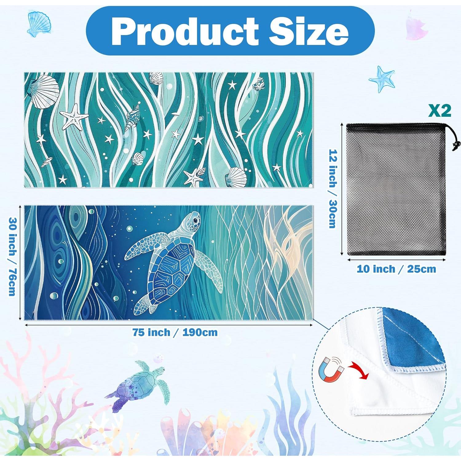 Paquete de 2 Toallas de Playa ARefugen 190x76 cm Microfibra