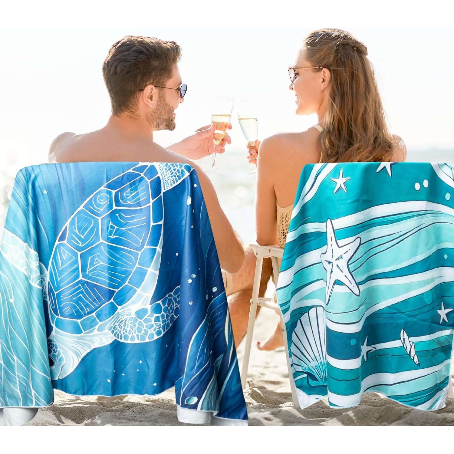 Paquete de 2 Toallas de Playa ARefugen 190x76 cm Microfibra