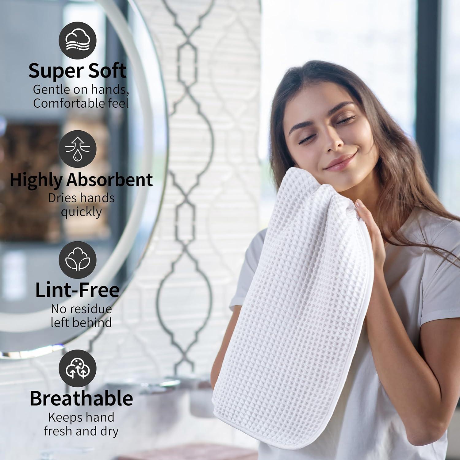 Juego de 2 Toallas de Mano Microfibra Waffle Blancas 40x76 cm