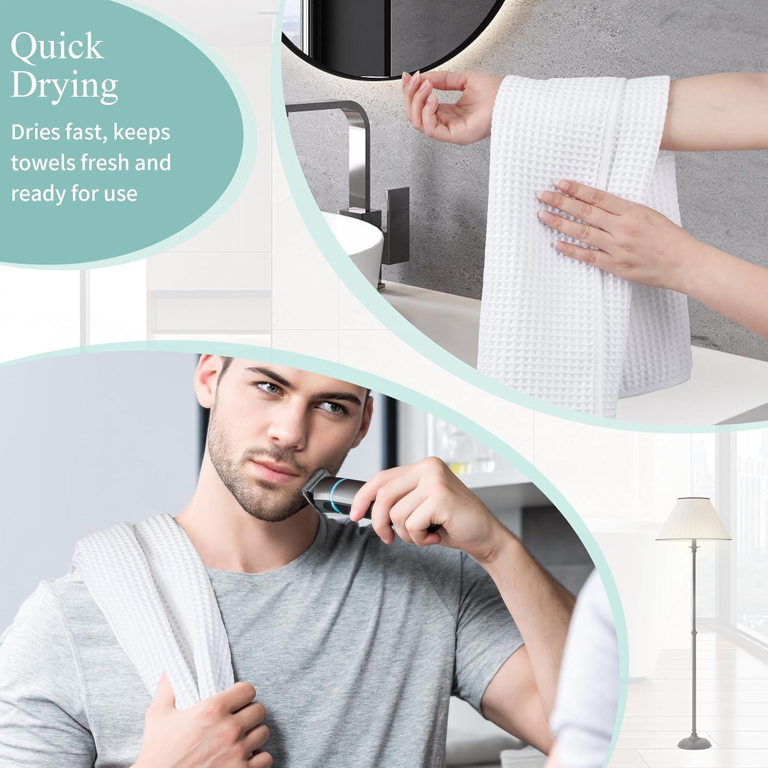 Juego de 2 Toallas de Mano Microfibra Waffle Blancas 40x76 cm