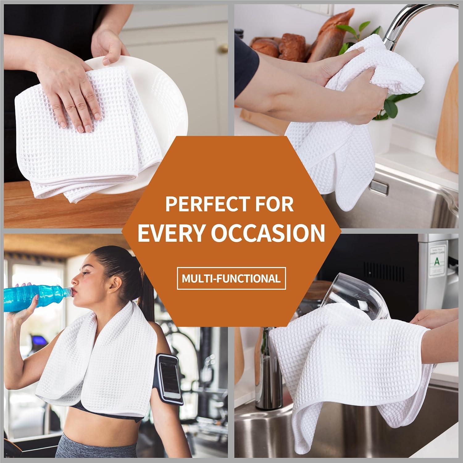 Juego de 2 Toallas de Mano Microfibra Waffle Blancas 40x76 cm