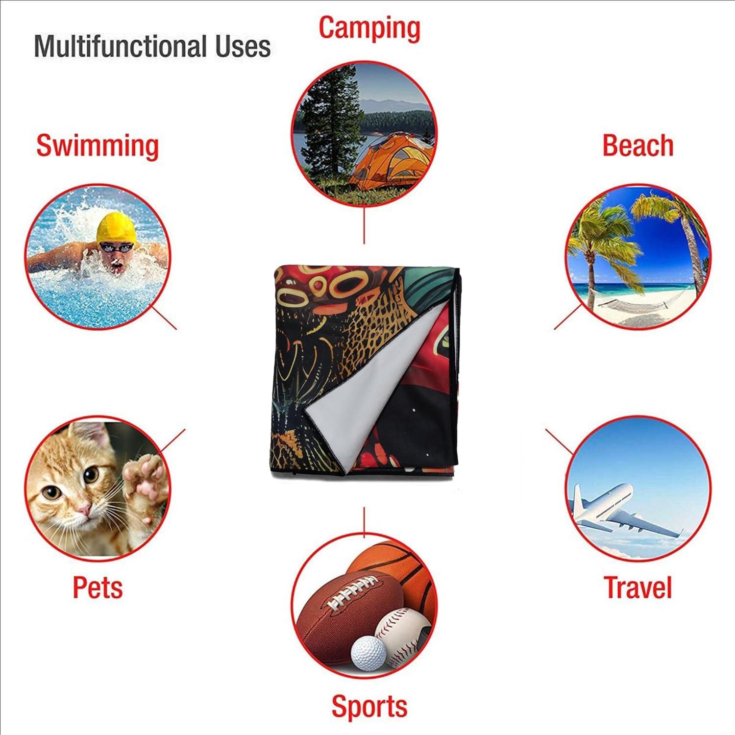 Toalla de Playa Grande QIUYELONG Microfibra Roja 180x81cm Secado Rápido