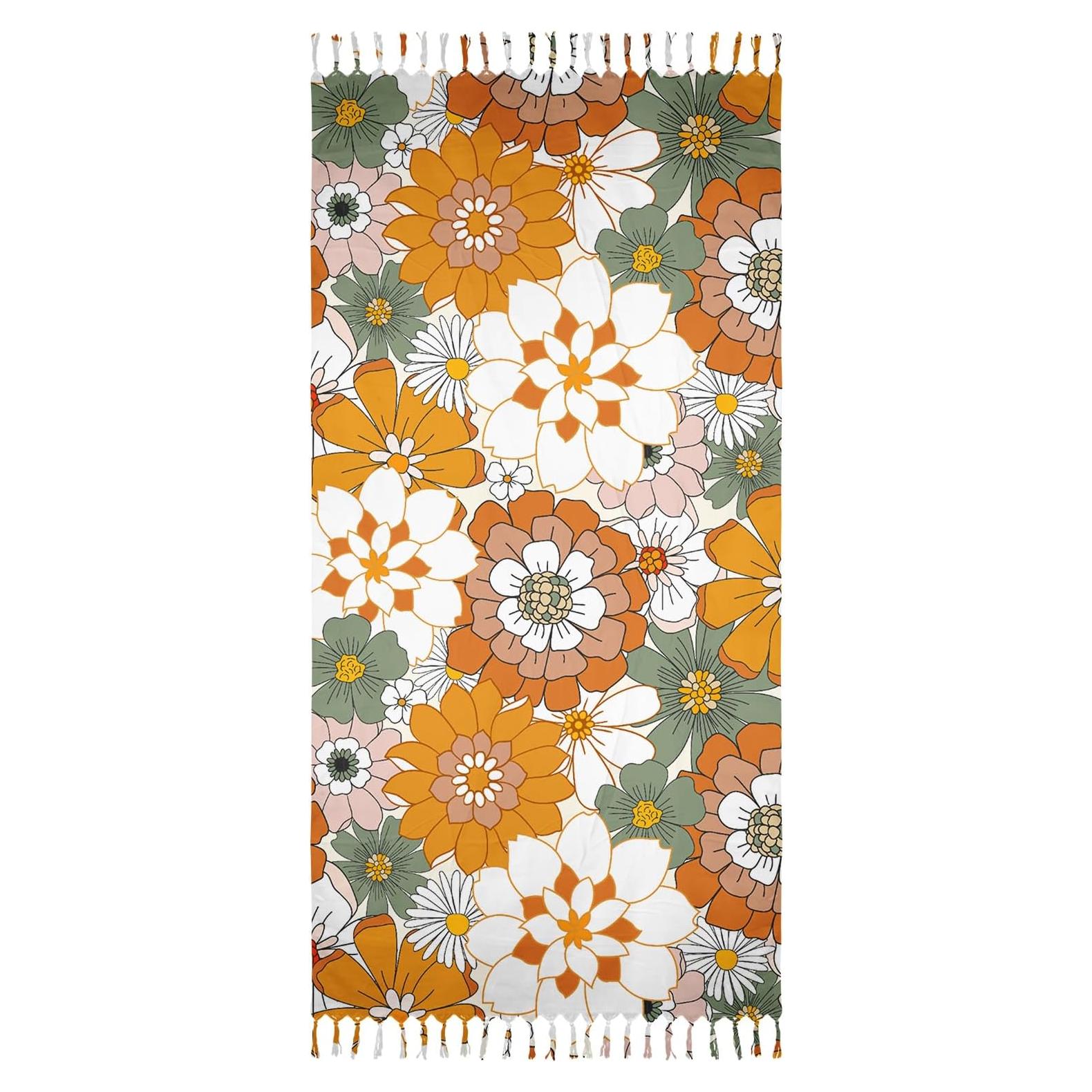 Toalla de Playa Microfibra GAIIIIYOU 210x100 cm Floral Naranja