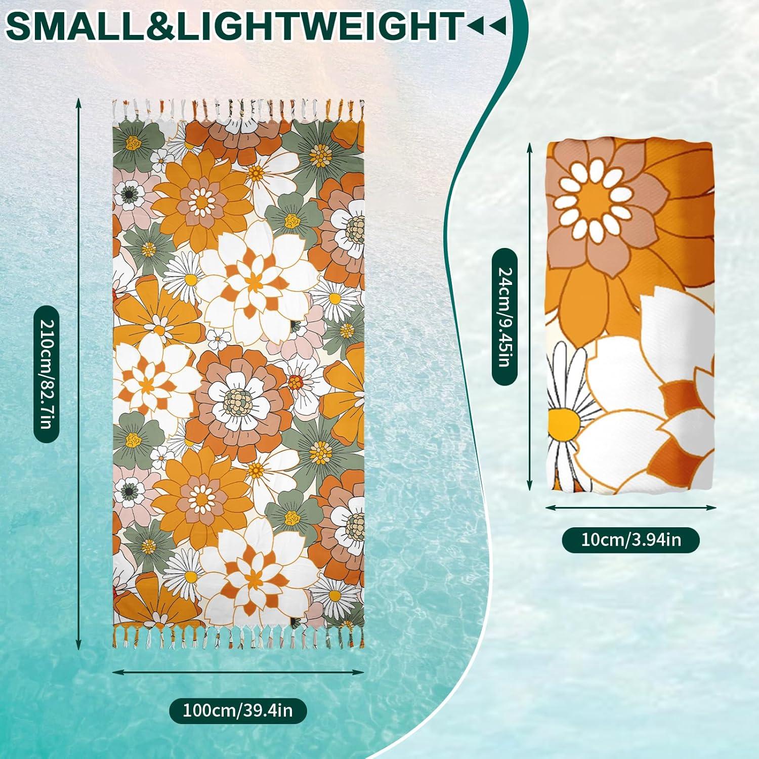 Toalla de Playa Microfibra GAIIIIYOU 210x100 cm Floral Naranja