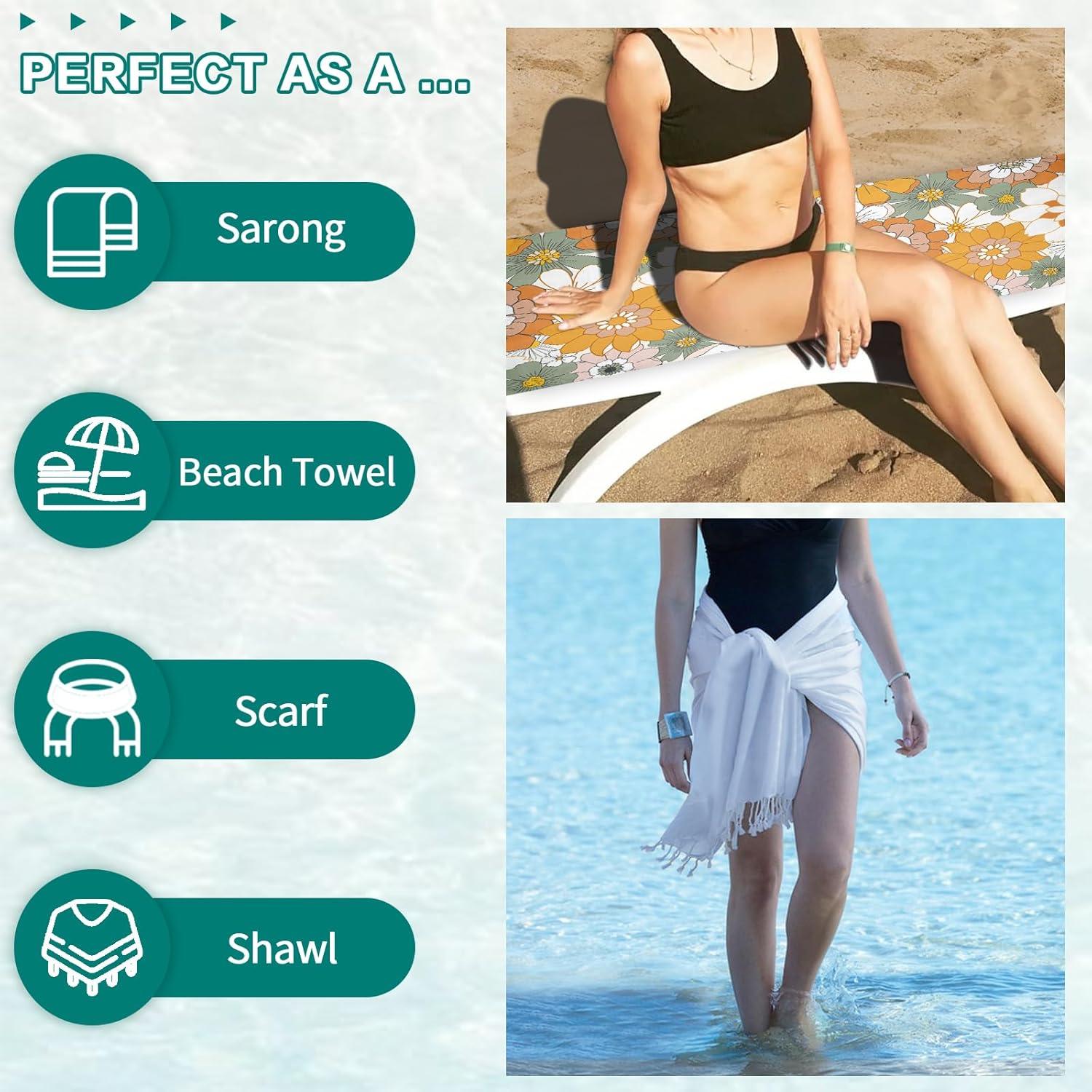 Toalla de Playa Microfibra GAIIIIYOU 210x100 cm Floral Naranja