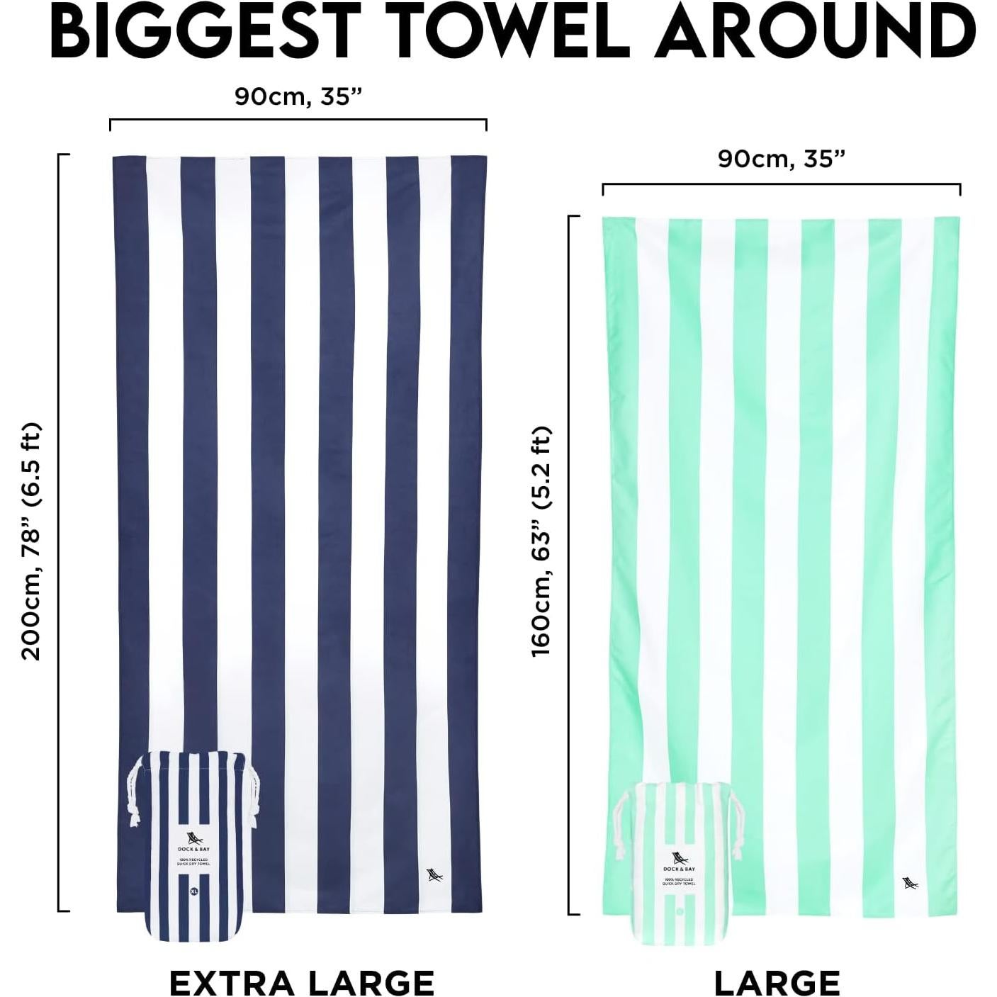 Toalla de Playa Dock & Bay Grande 160x90cm Microfibra Libre de Arena