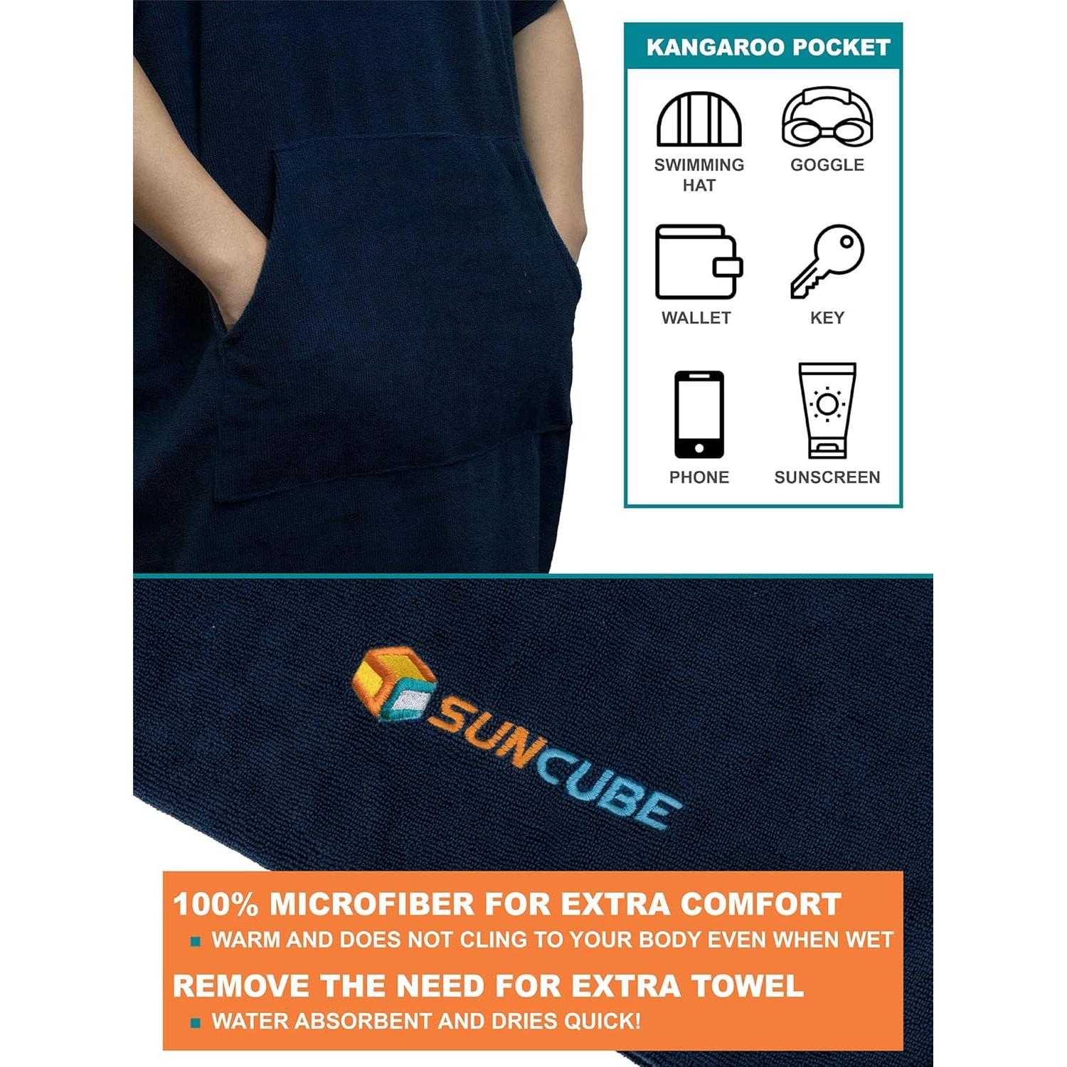 Poncho de Cambio SUN CUBE Azul Marino - Toalla Microfibra 112cm