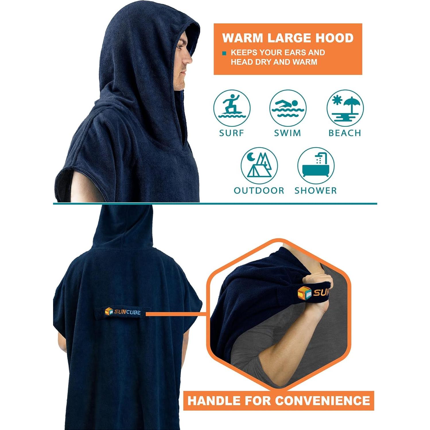 Poncho de Cambio SUN CUBE Azul Marino - Toalla Microfibra 112cm