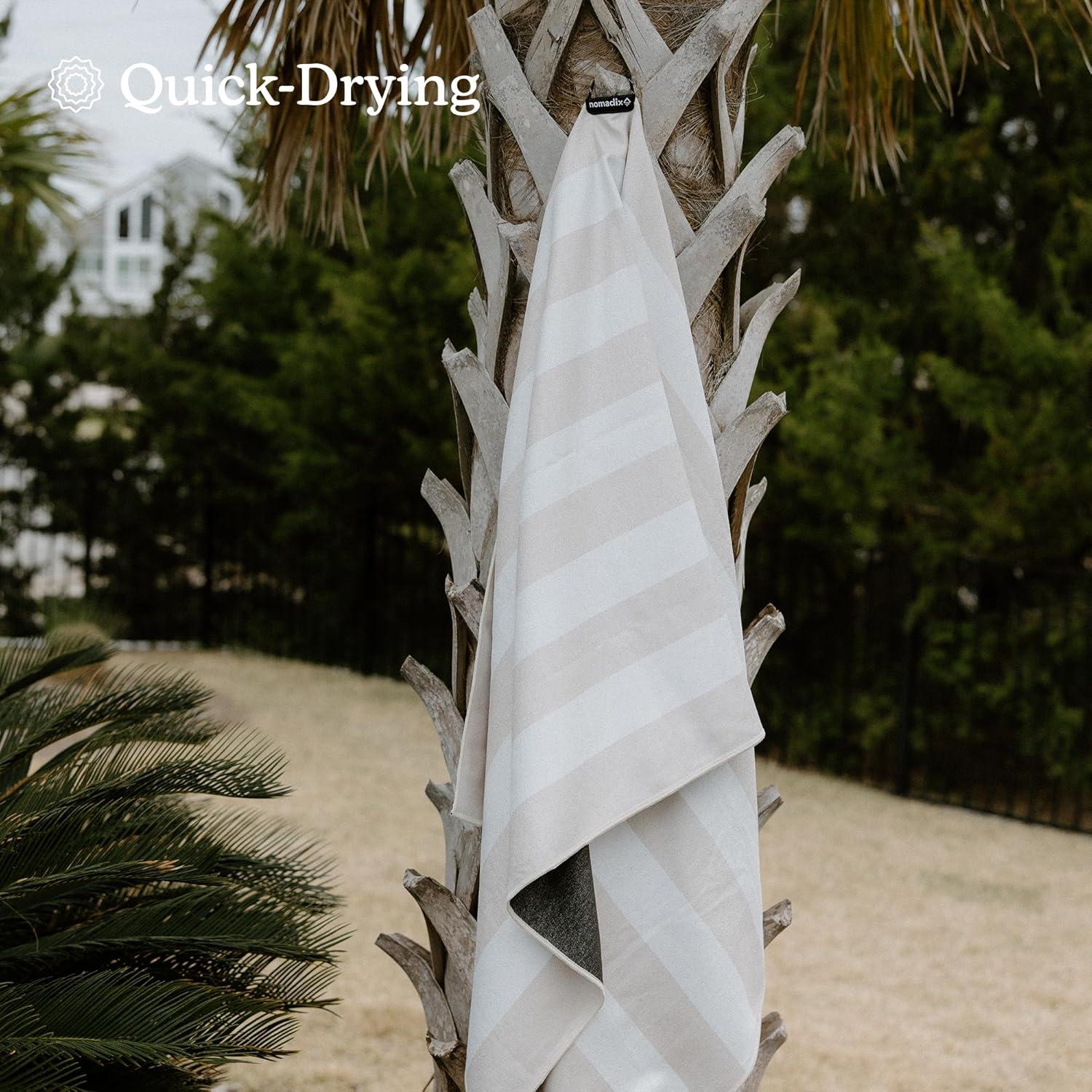 Toalla de Playa Nomadix Original Rayas Cabana Beige 184x76 cm