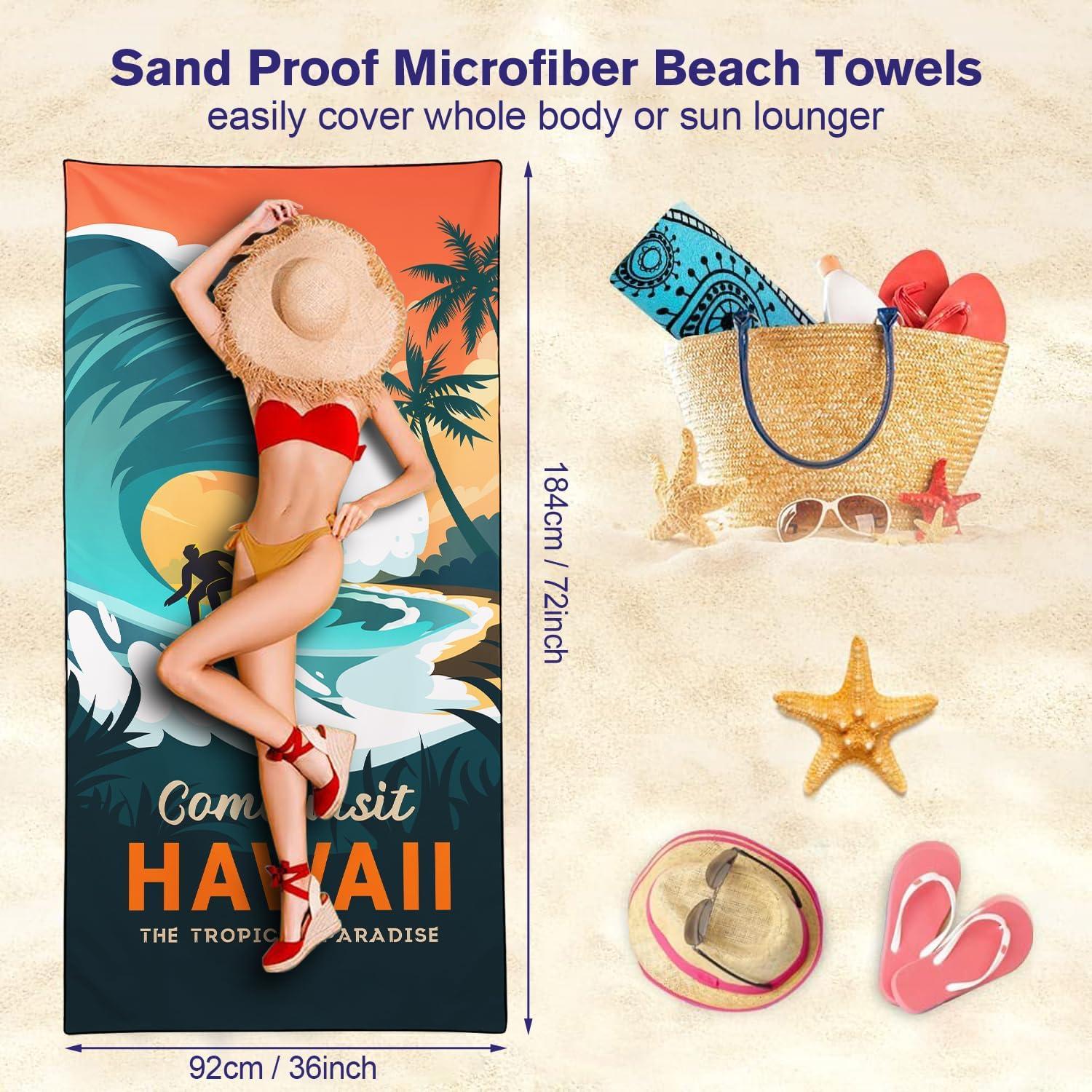 Toalla de Playa OHTMTHO Tropical Hawaii 91x183cm Microfibra