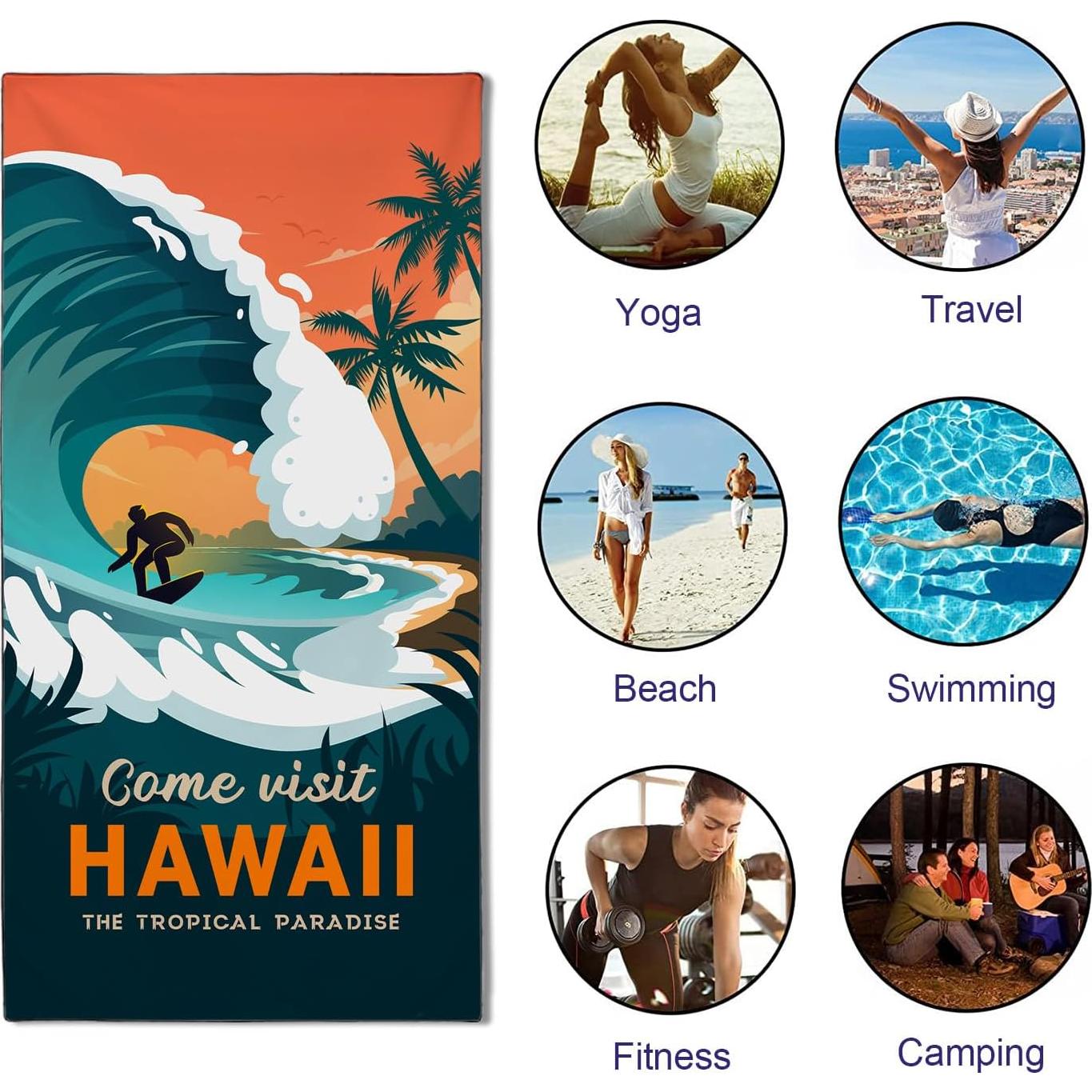 Toalla de Playa OHTMTHO Tropical Hawaii 91x183cm Microfibra