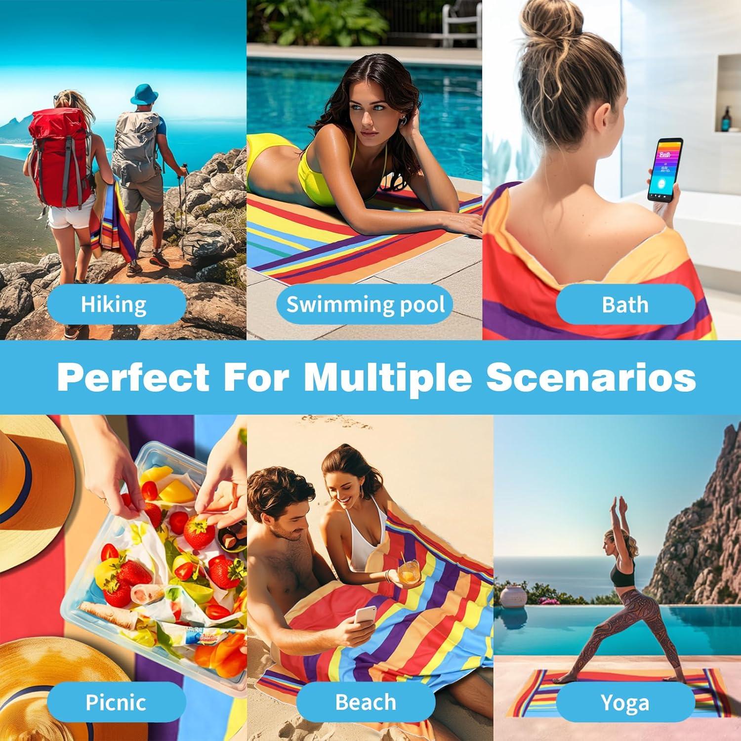 Toalla de Playa SKYREH 180x99 cm Secado Rápido y Libre de Arena