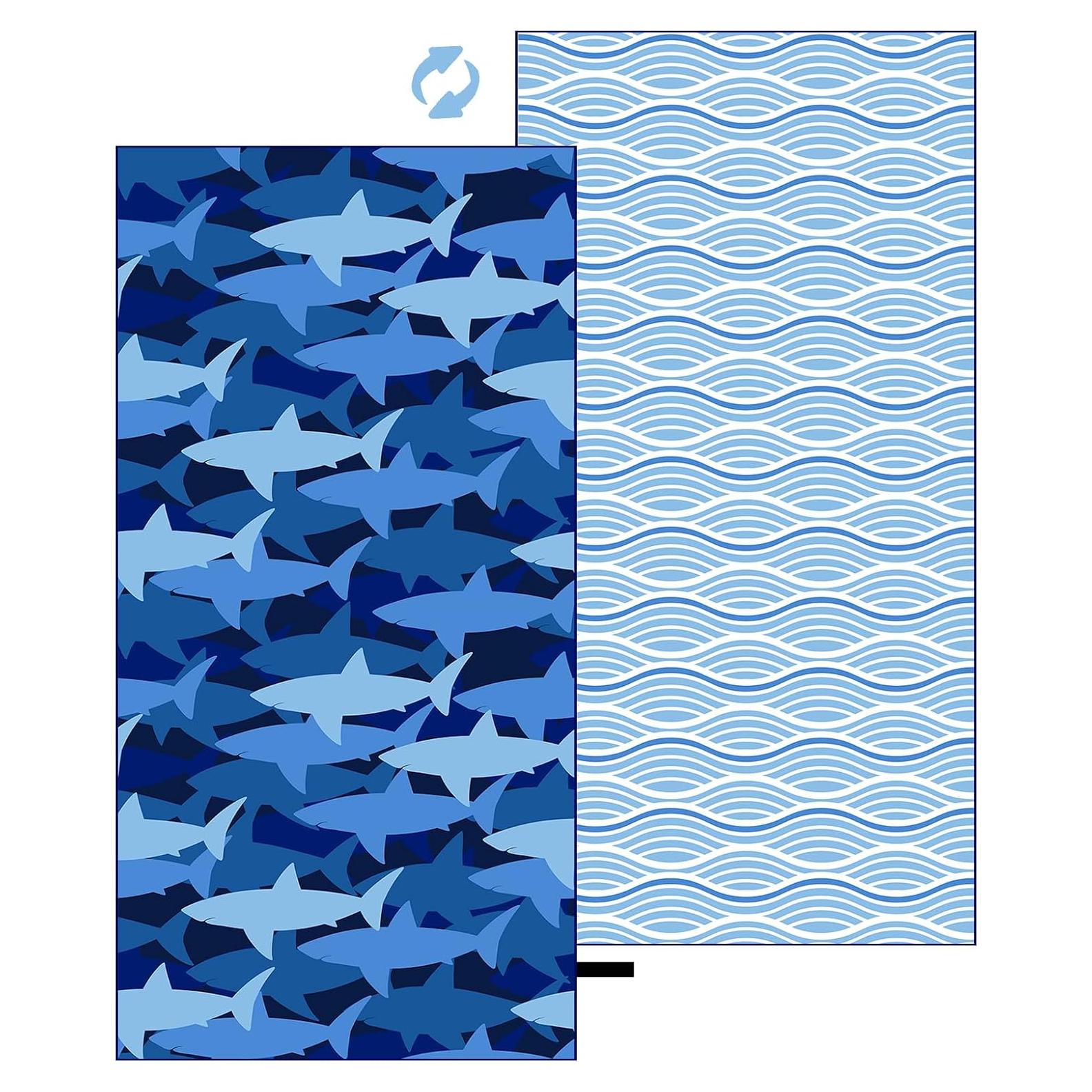 Toalla de Playa MelonBoat Microfibra Tiburón Azul Marino 160x80cm