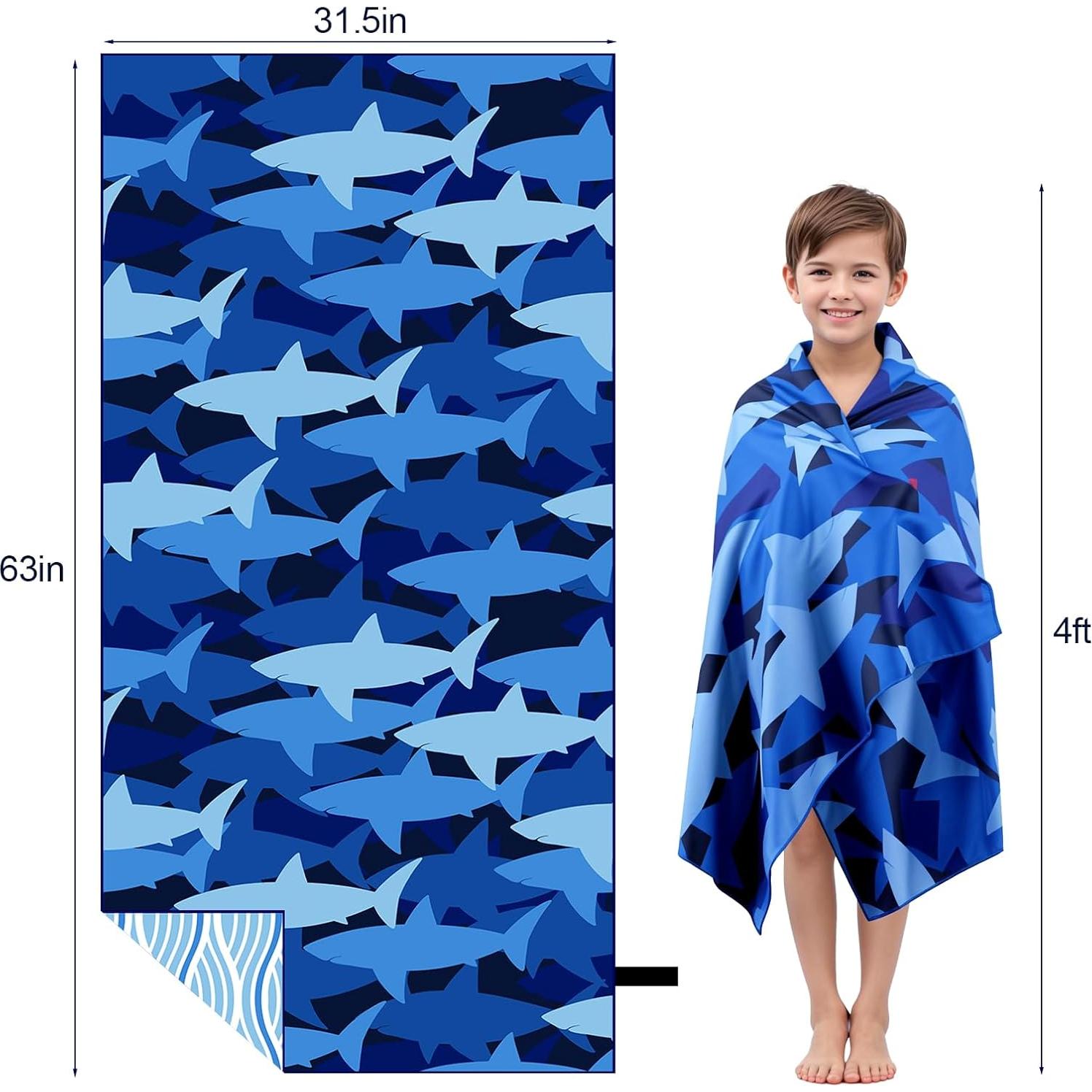 Toalla de Playa MelonBoat Microfibra Tiburón Azul Marino 160x80cm