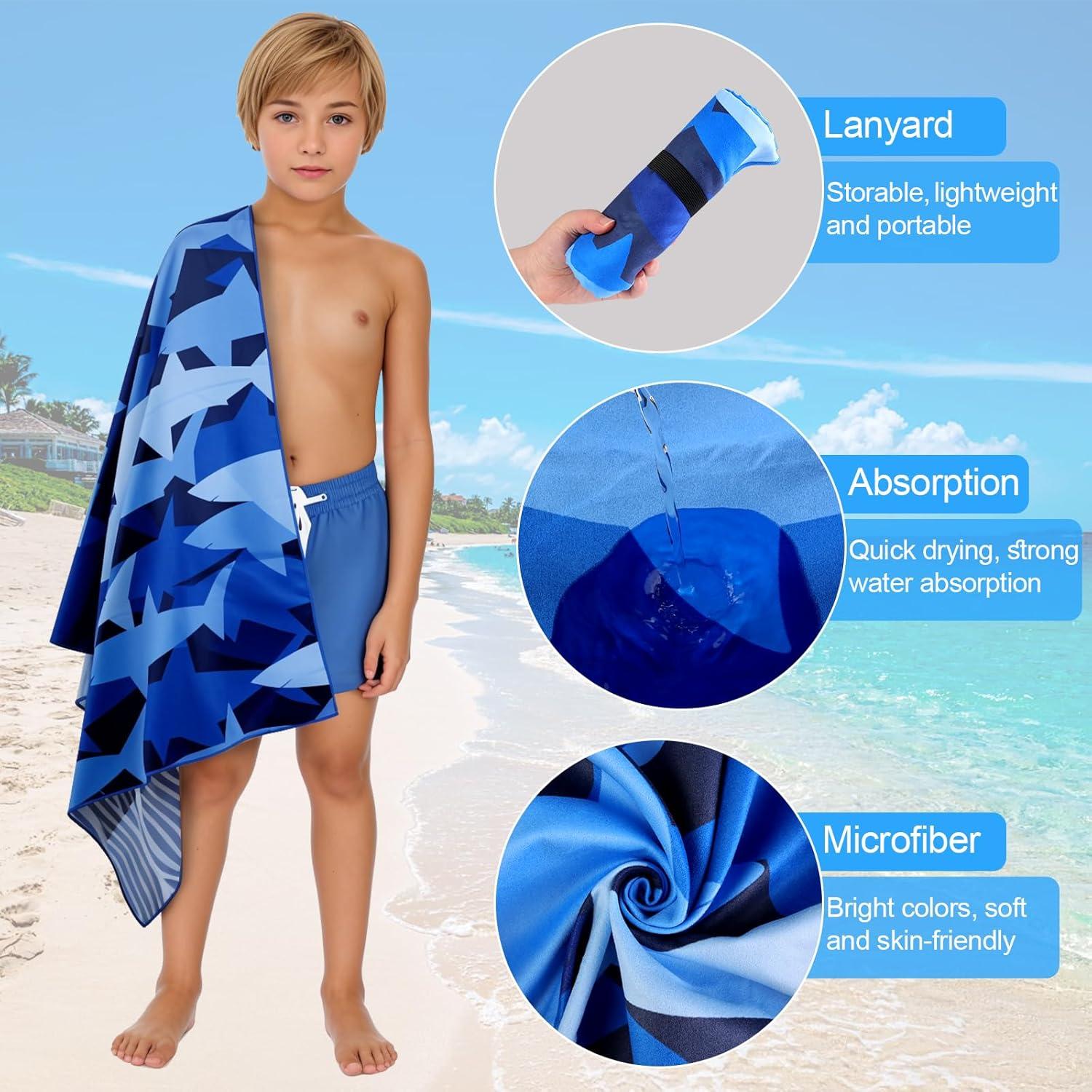 Toalla de Playa MelonBoat Microfibra Tiburón Azul Marino 160x80cm