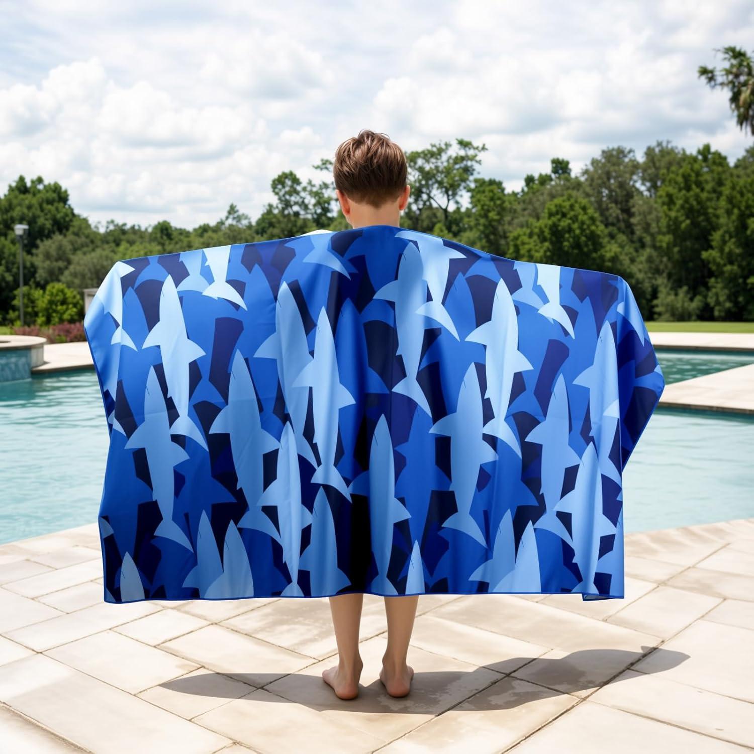 Toalla de Playa MelonBoat Microfibra Tiburón Azul Marino 160x80cm