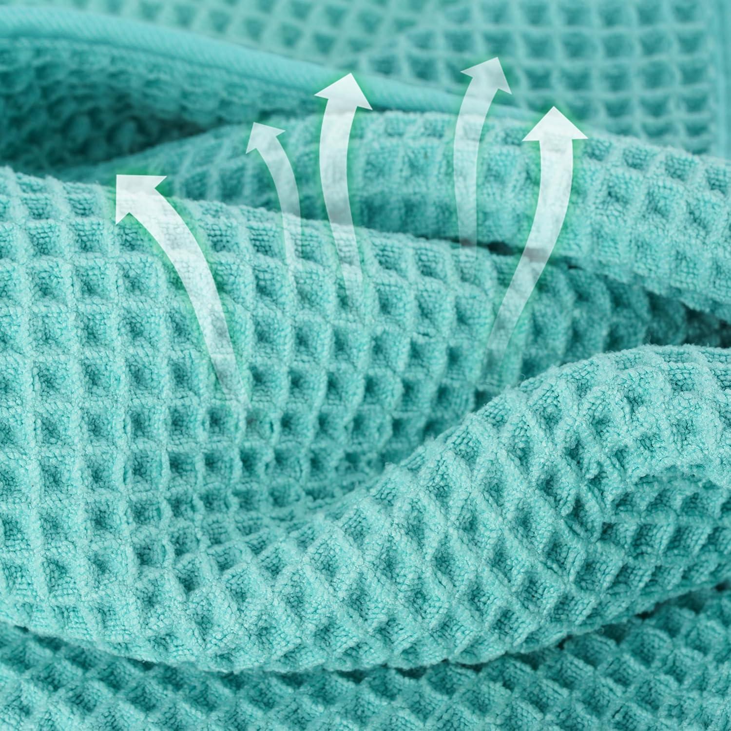 Juego de 2 Toallas de Cara Microfibra Turquesa 33x33 cm