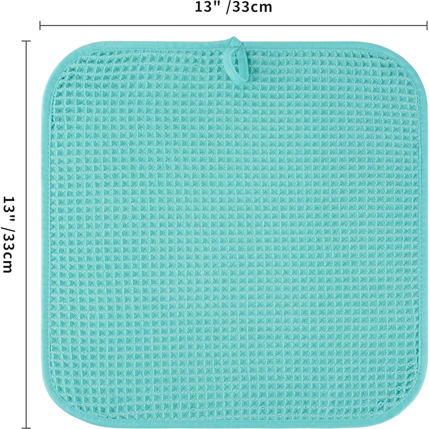 Juego de 2 Toallas de Cara Microfibra Turquesa 33x33 cm