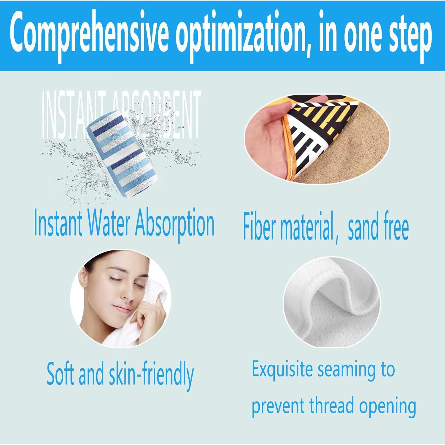 Toalla de Playa Grande BIFMVOG Microfibra 180x81 cm Secado Rápido