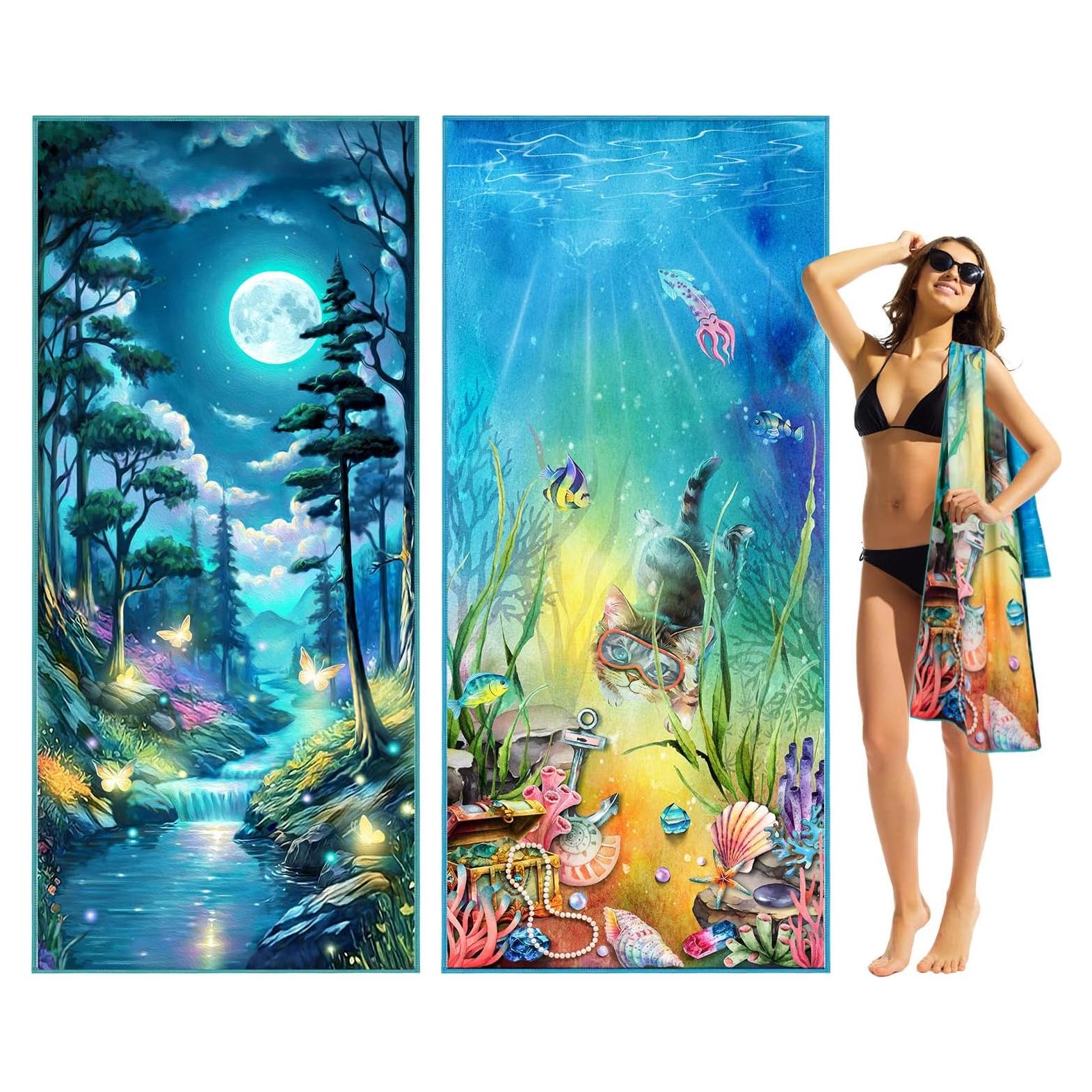 Toalla de Playa Microfibra Lokigo 2 Pack Extra Grande 182.88x81.28cm