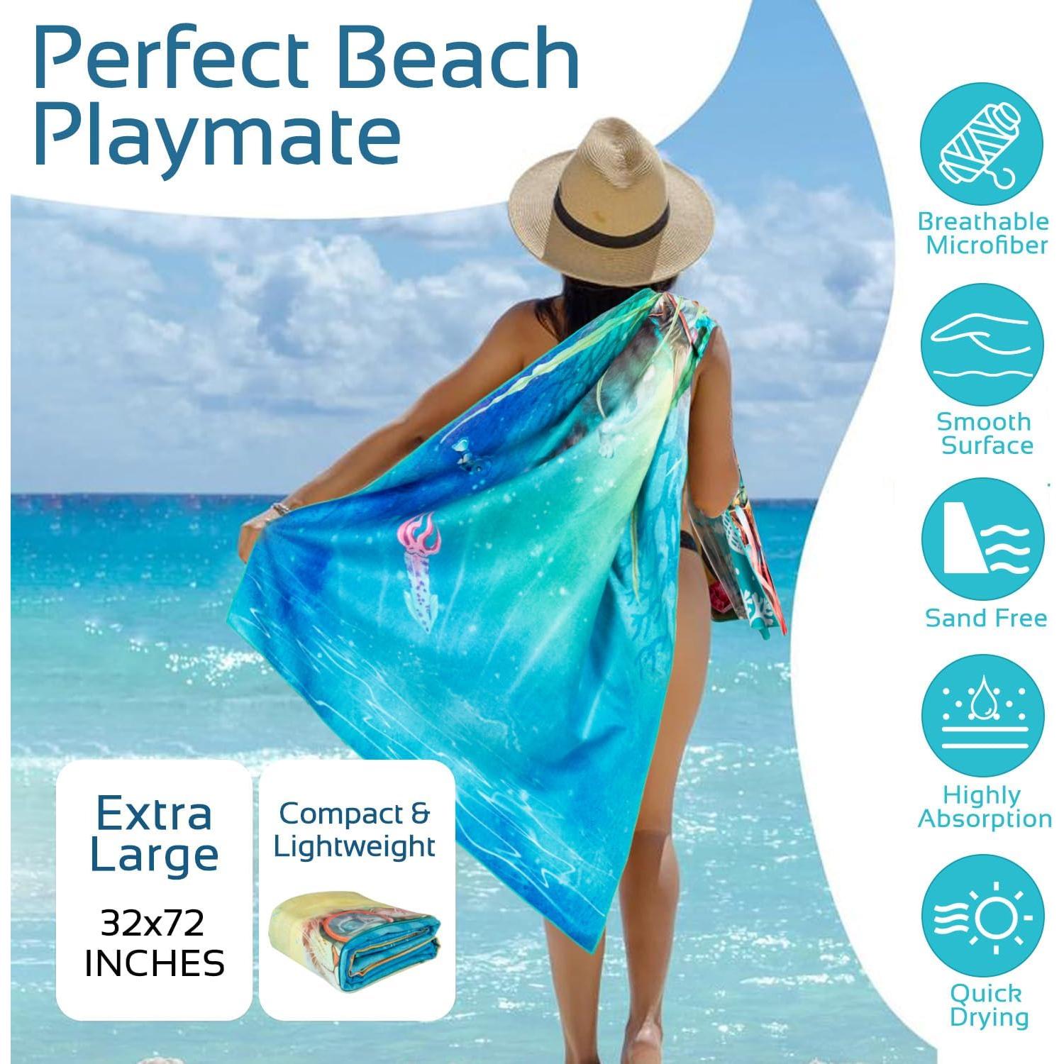 Toalla de Playa Microfibra Lokigo 2 Pack Extra Grande 182.88x81.28cm