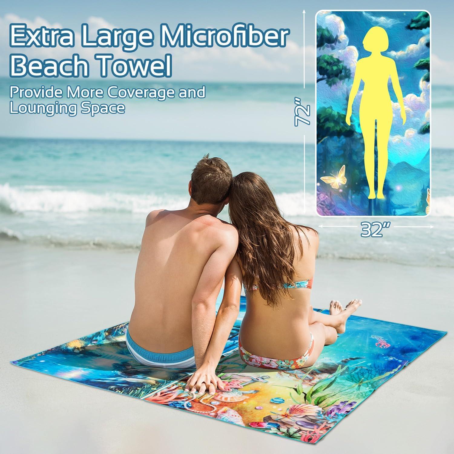 Toalla de Playa Microfibra Lokigo 2 Pack Extra Grande 182.88x81.28cm