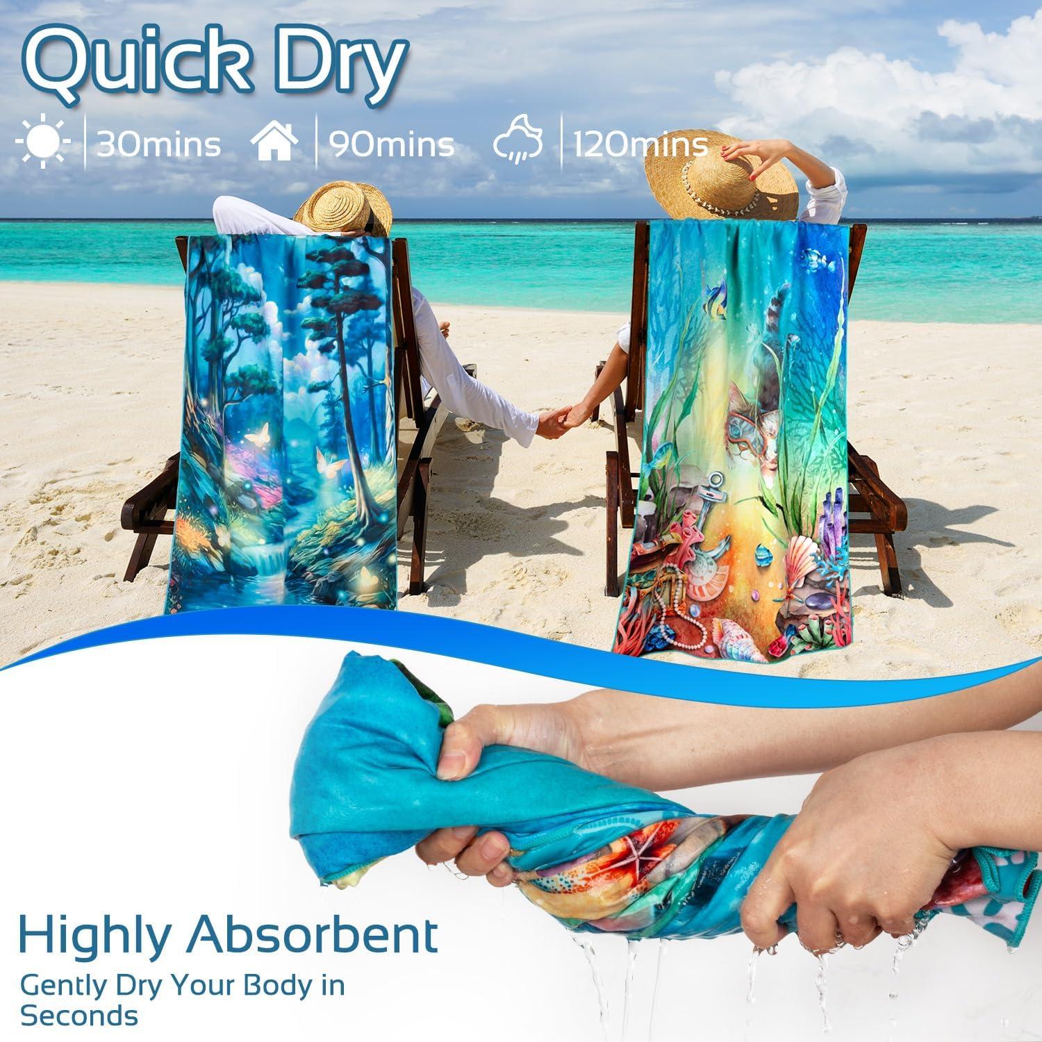 Toalla de Playa Microfibra Lokigo 2 Pack Extra Grande 182.88x81.28cm