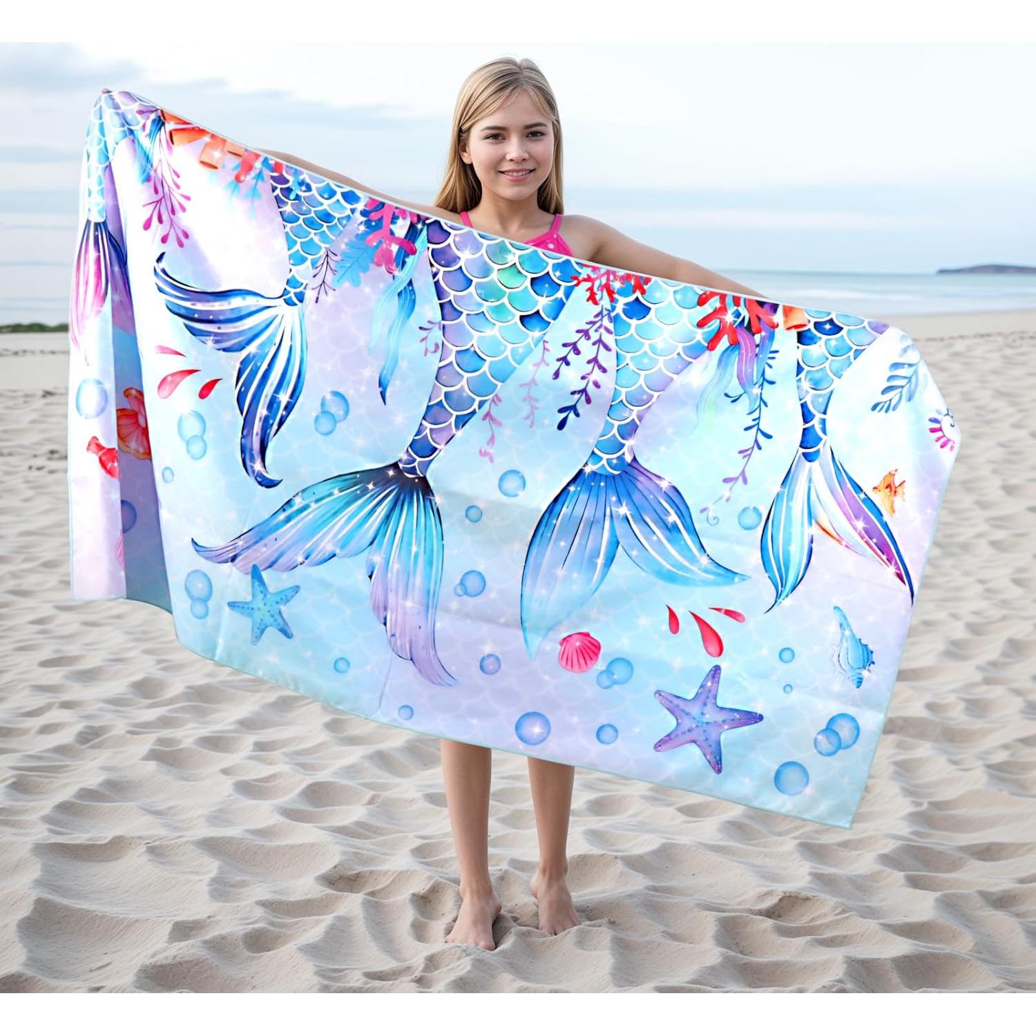 Toalla de Playa MelonBoat Sirena Microfibra 160x80 cm Secado Rápido