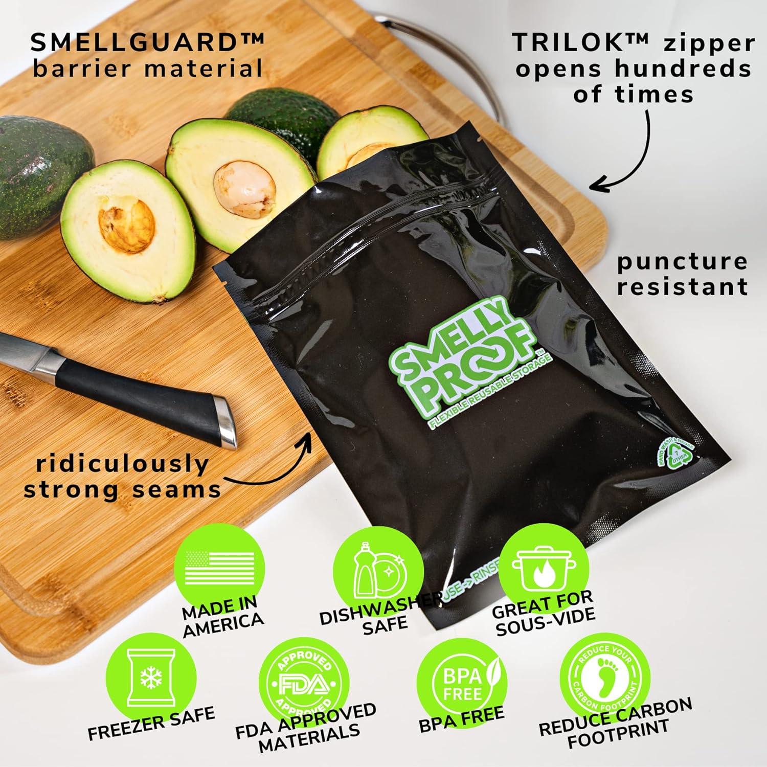 10 Bolsas Reutilizables Smelly Proof para Alimentos 28 Oz