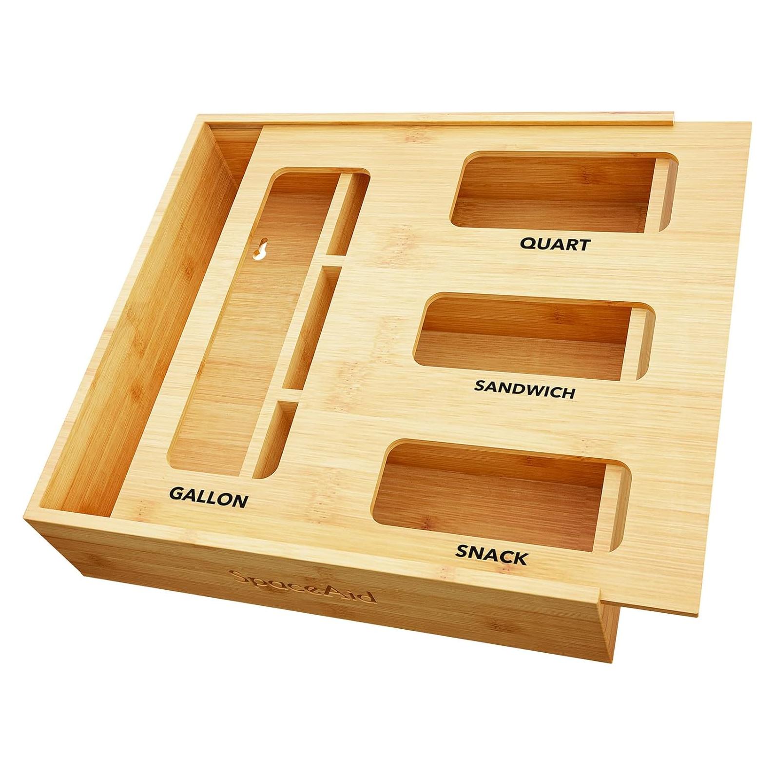 Organizador de Bolsas SpaceAid de Bambú 4 Compartimentos 32x30 cm