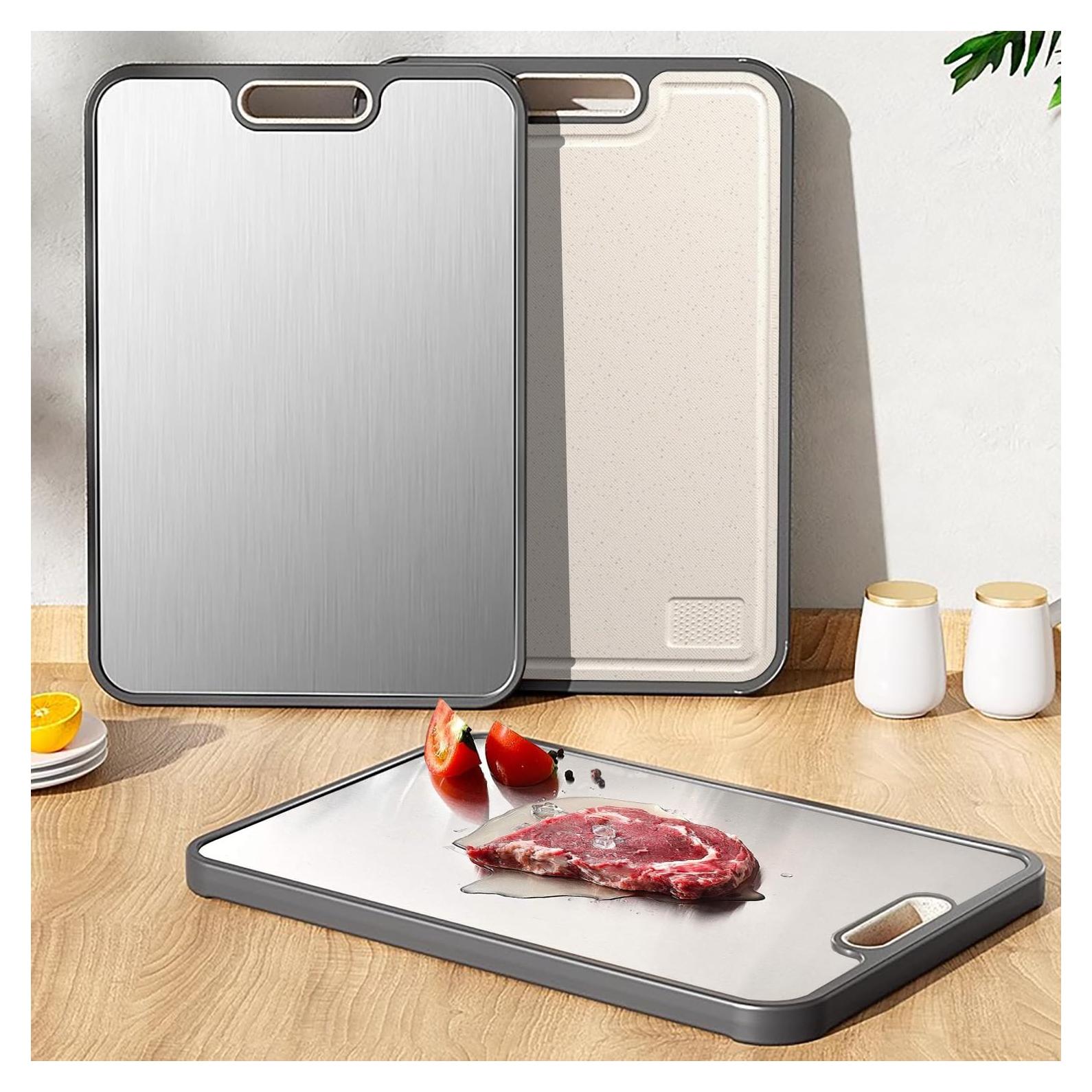 Tabla de Cortar Doble Cara Tonjefor Acero Inoxidable 40.6x27.9 cm