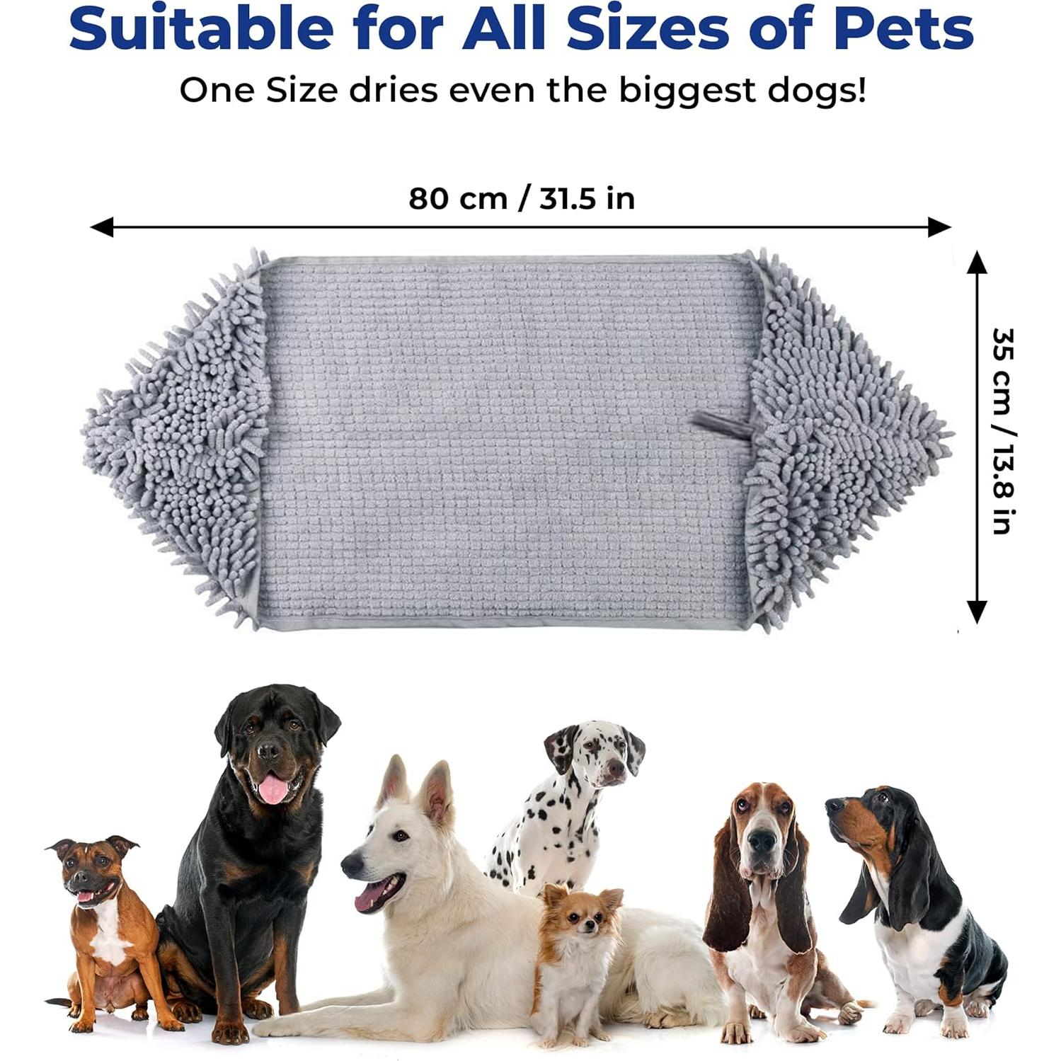 Toalla Secadora de Perros Muddy Mat Microfibra 33x79cm Gris