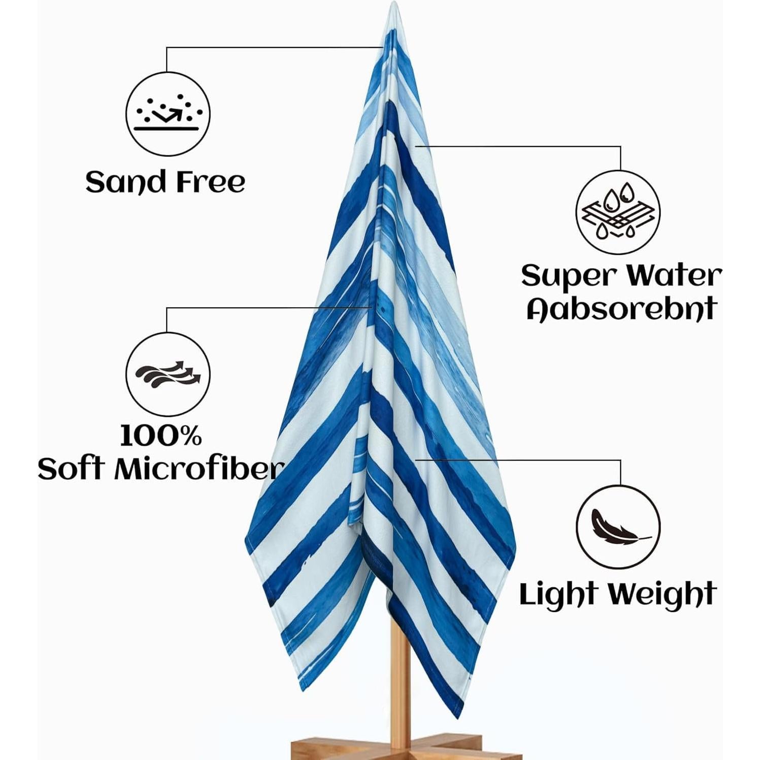 Toalla de Playa ROLJZTY Microfibra 152x76 cm Secado Rápido